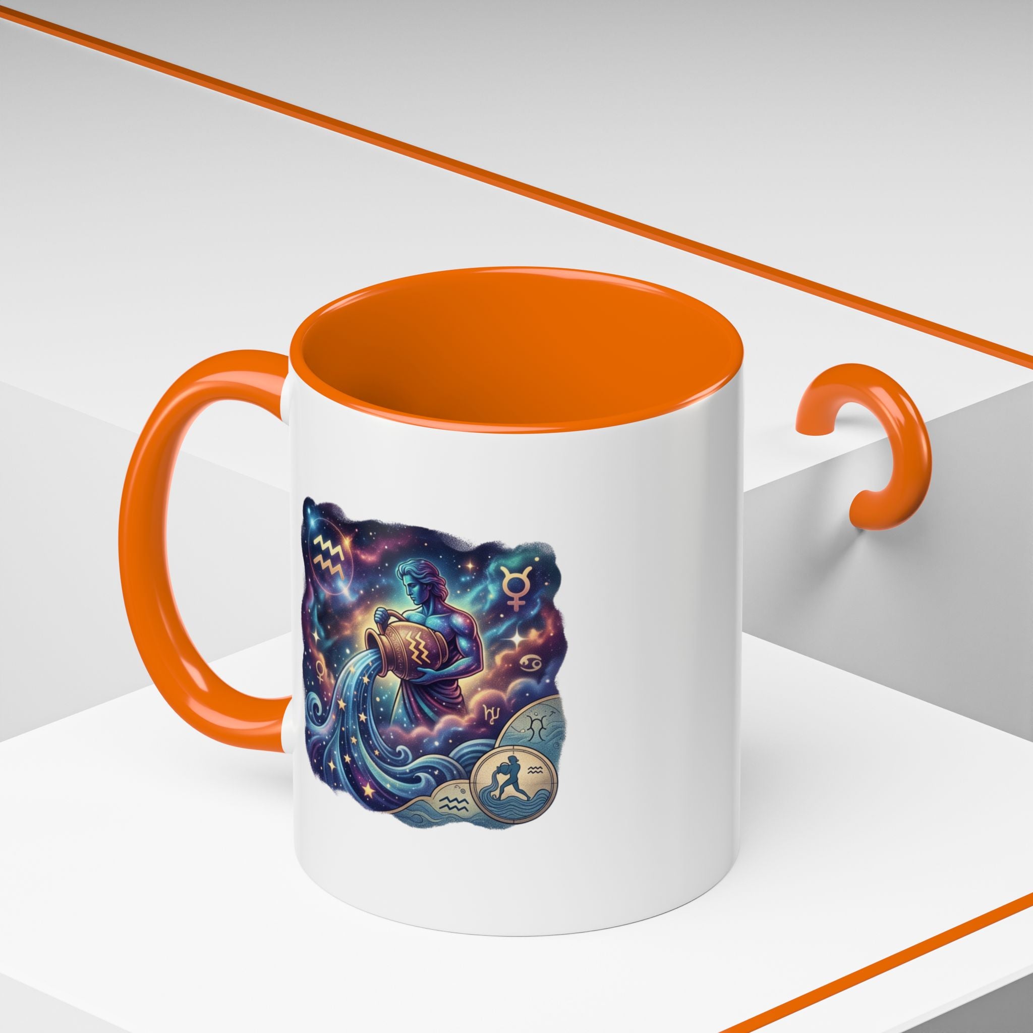 Aquarius Zodiac Coffee Mug — Celestial Water Bearer Accent Mug