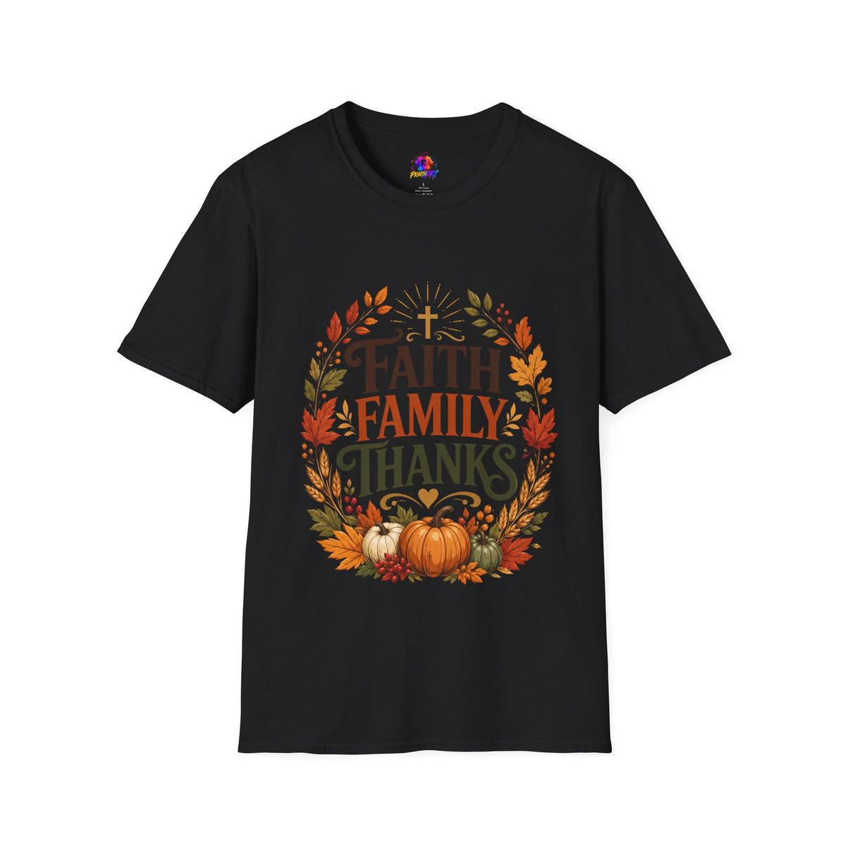 Thanksgiving T-Shirt Faith Family Thanks T-Shirt — Fall Pumpkin Thanksgiving Christian Tee