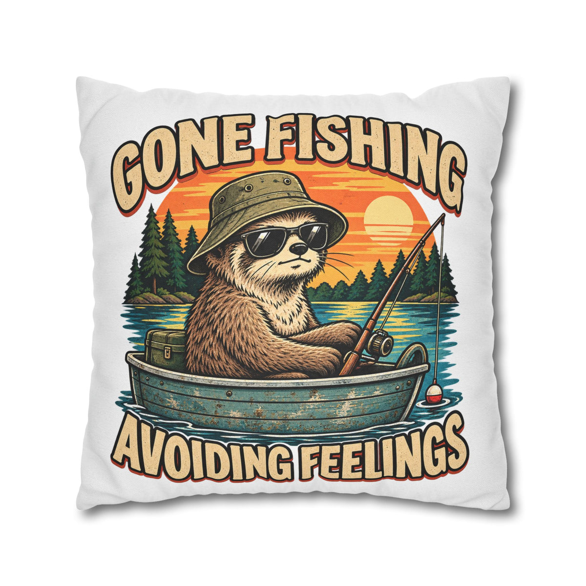 Funny Gone Fishing Avoiding Feelings Decorative Pillowcase