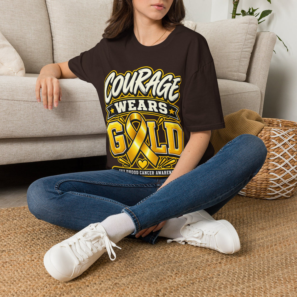 Childhood Cancer Awareness T-Shirt — "Courage Wears Gold"