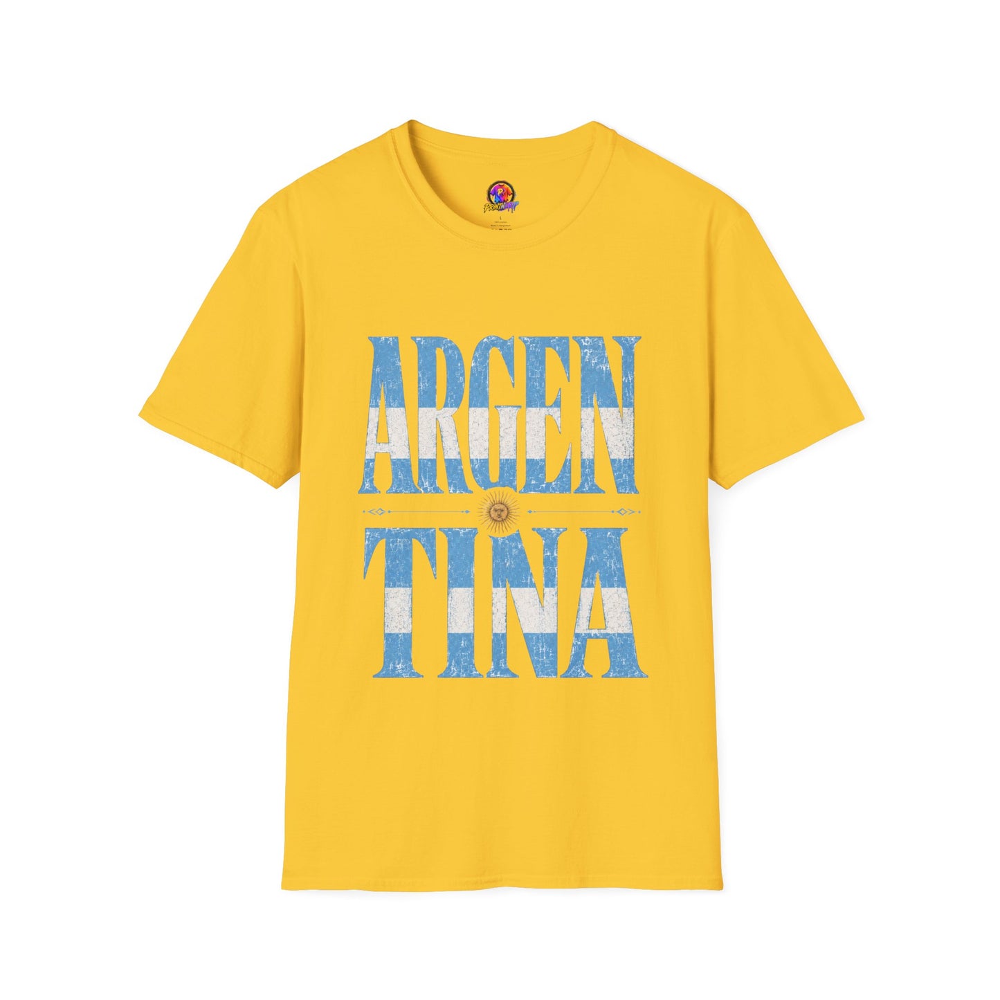 Argentina Flag Graphic T‑Shirt — Vintage Blue Distressed Typography