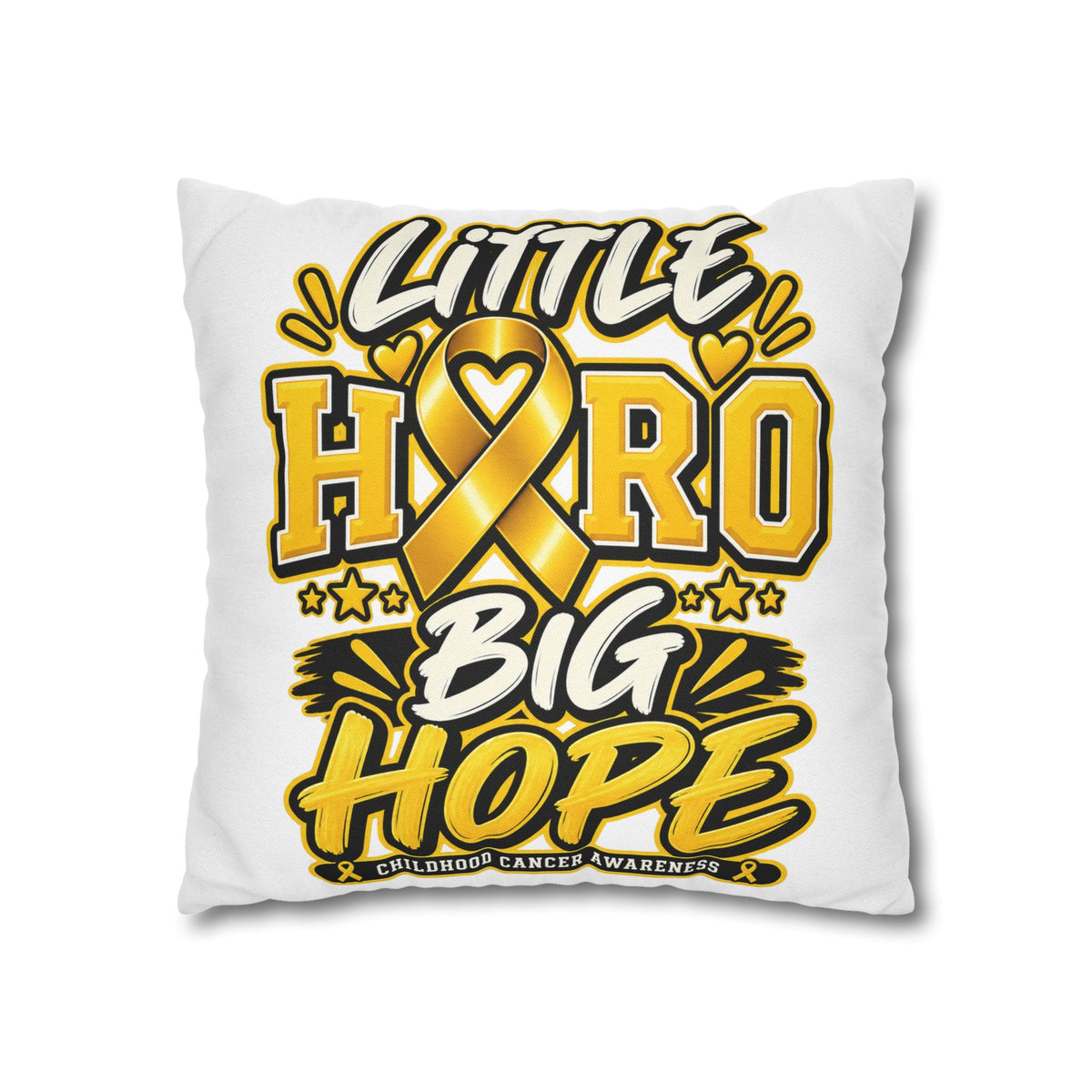 Pillowcase — "Little Hero Big Hope" Childhood Cancer Awareness Cushion Cover
