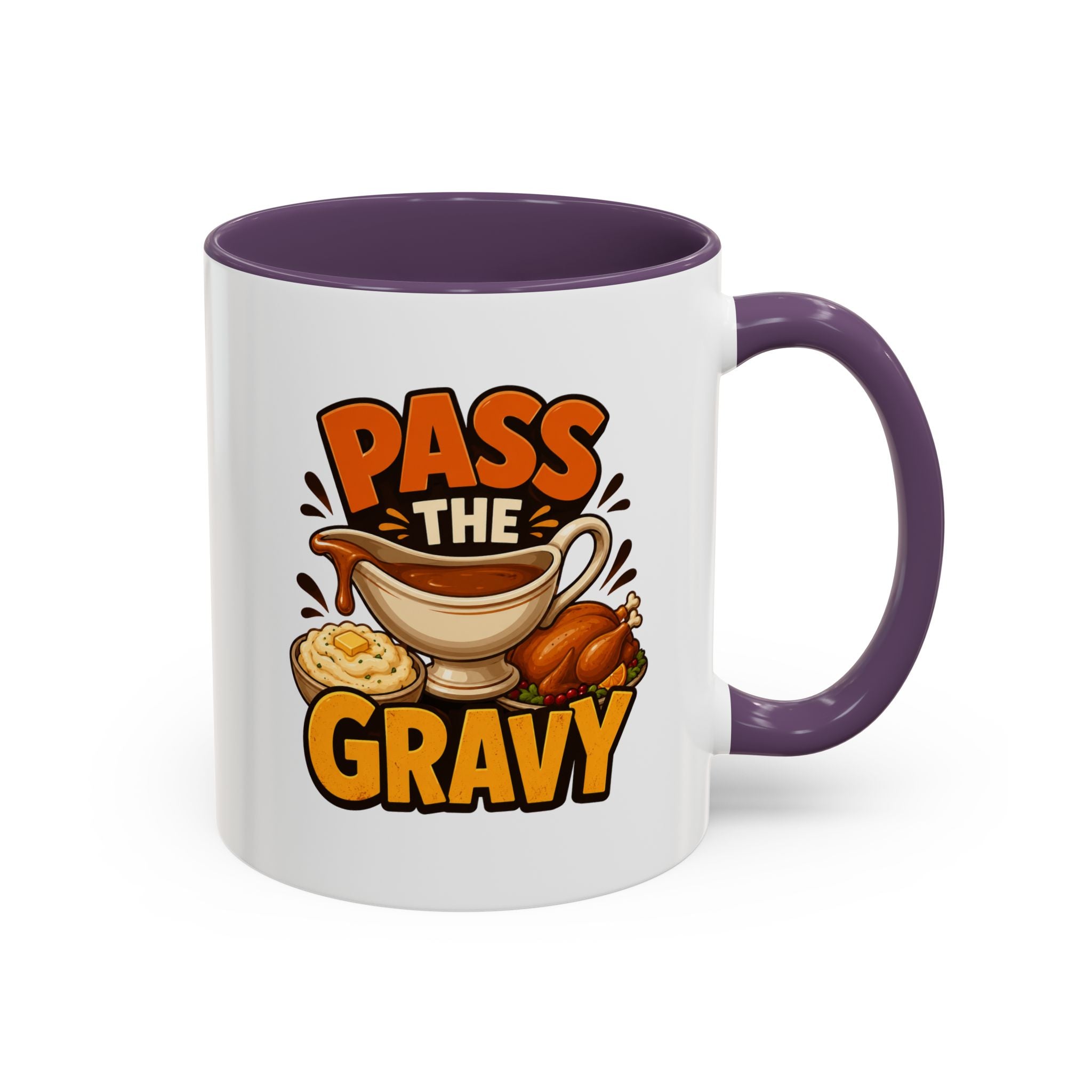 Thanksgiving Mug Pass the Gravy Coffee Mug — Thanksgiving Turkey & Gravy Bowl Accent Mug