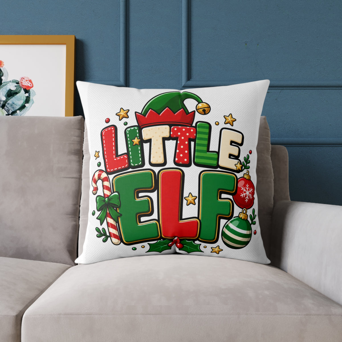 Little Elf Christmas Pillow — Festive Holiday Decorative Throw Pillow