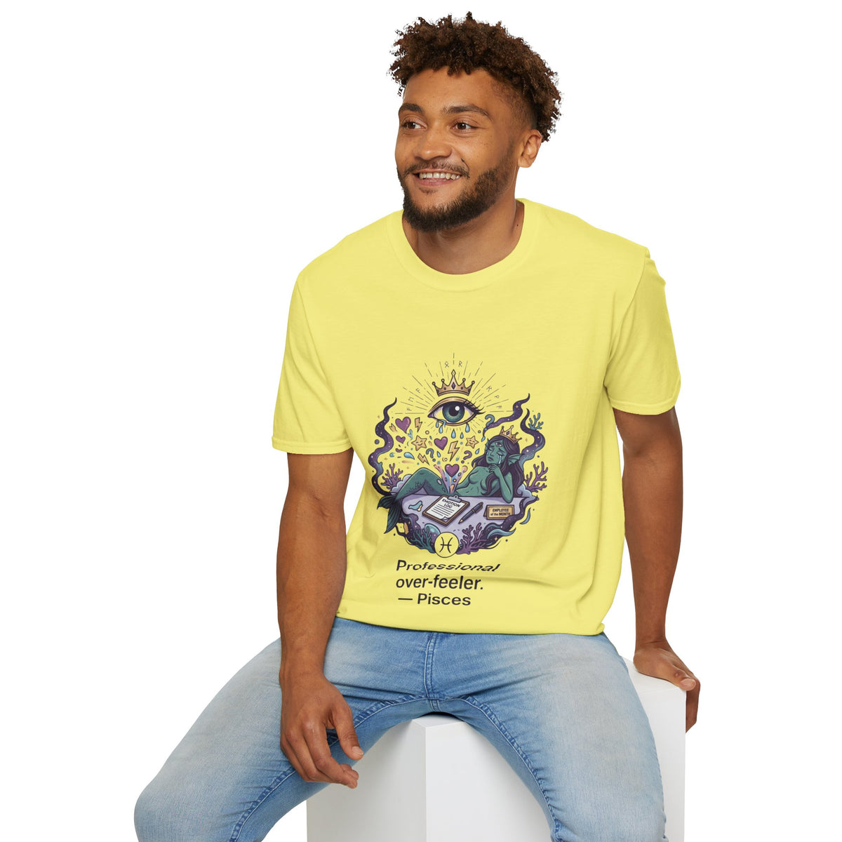 Pisces Zodiac Pisces Spiritual T-Shirt — “Professional Over-Feeler” Zodiac Mystic Tee