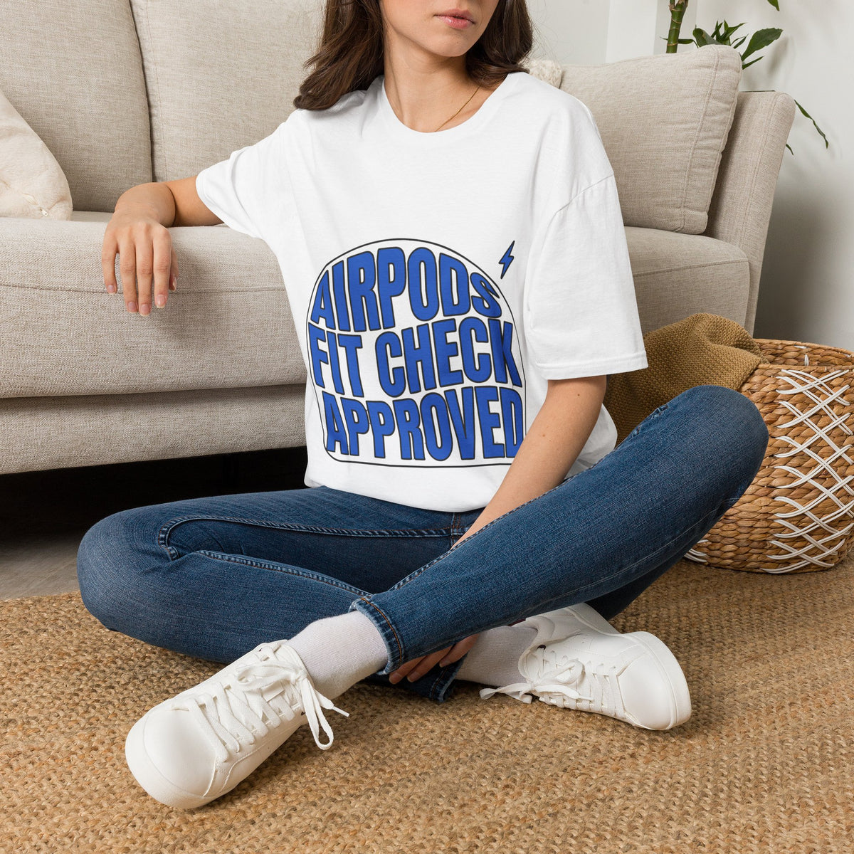 AirPods Fit Check Approved Blue Graphic Tee - Trendy Y2K Aesthetic T-Shirt - Trending Now - September 2026
