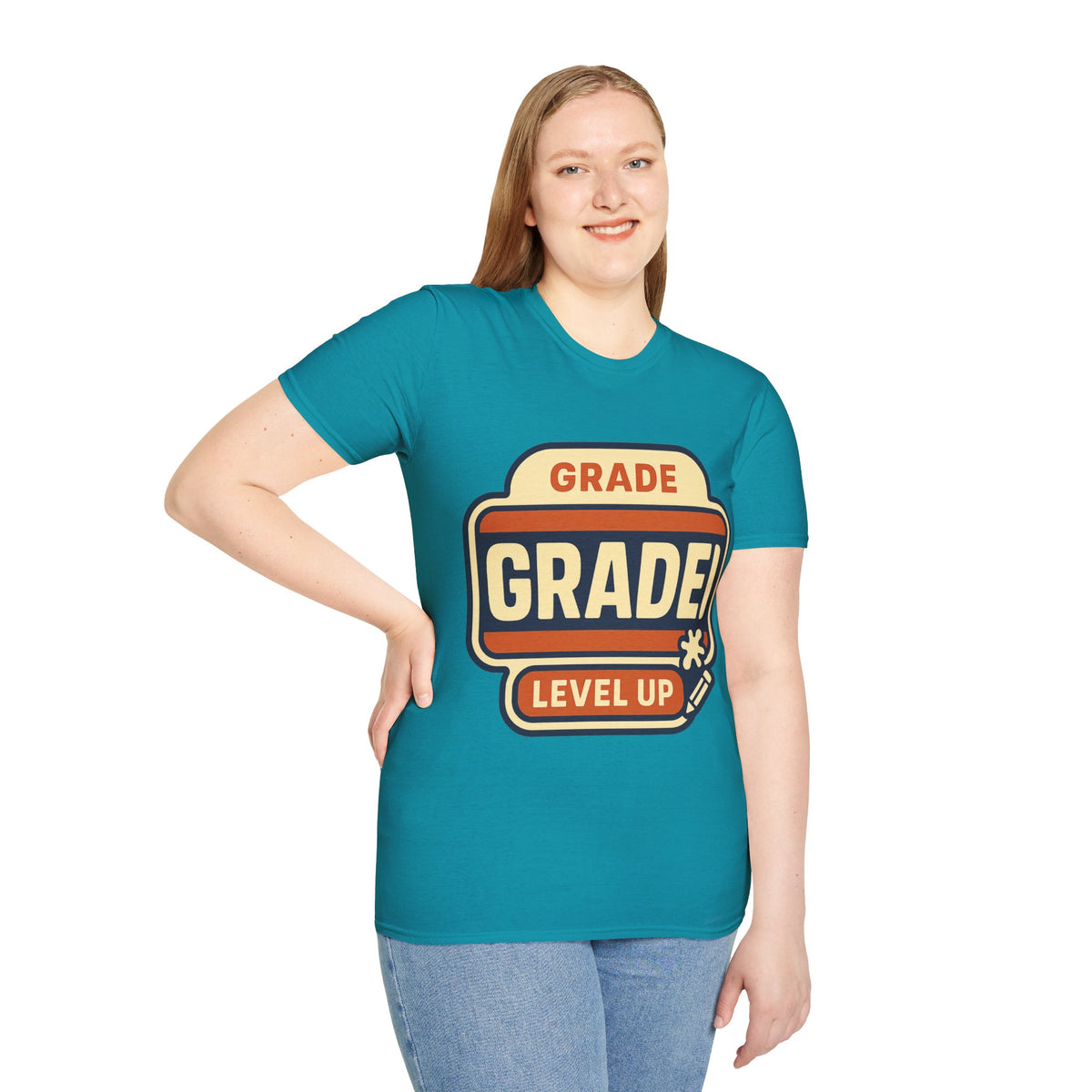 Grade Up Retro Badge T‑Shirt — "GRADE! LEVEL UP" Gamer Teacher Gift - Trending Now - August 2026