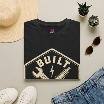 Built Not Bought T-Shirt — Vintage Mechanic Wrench & Spark Plug Tee