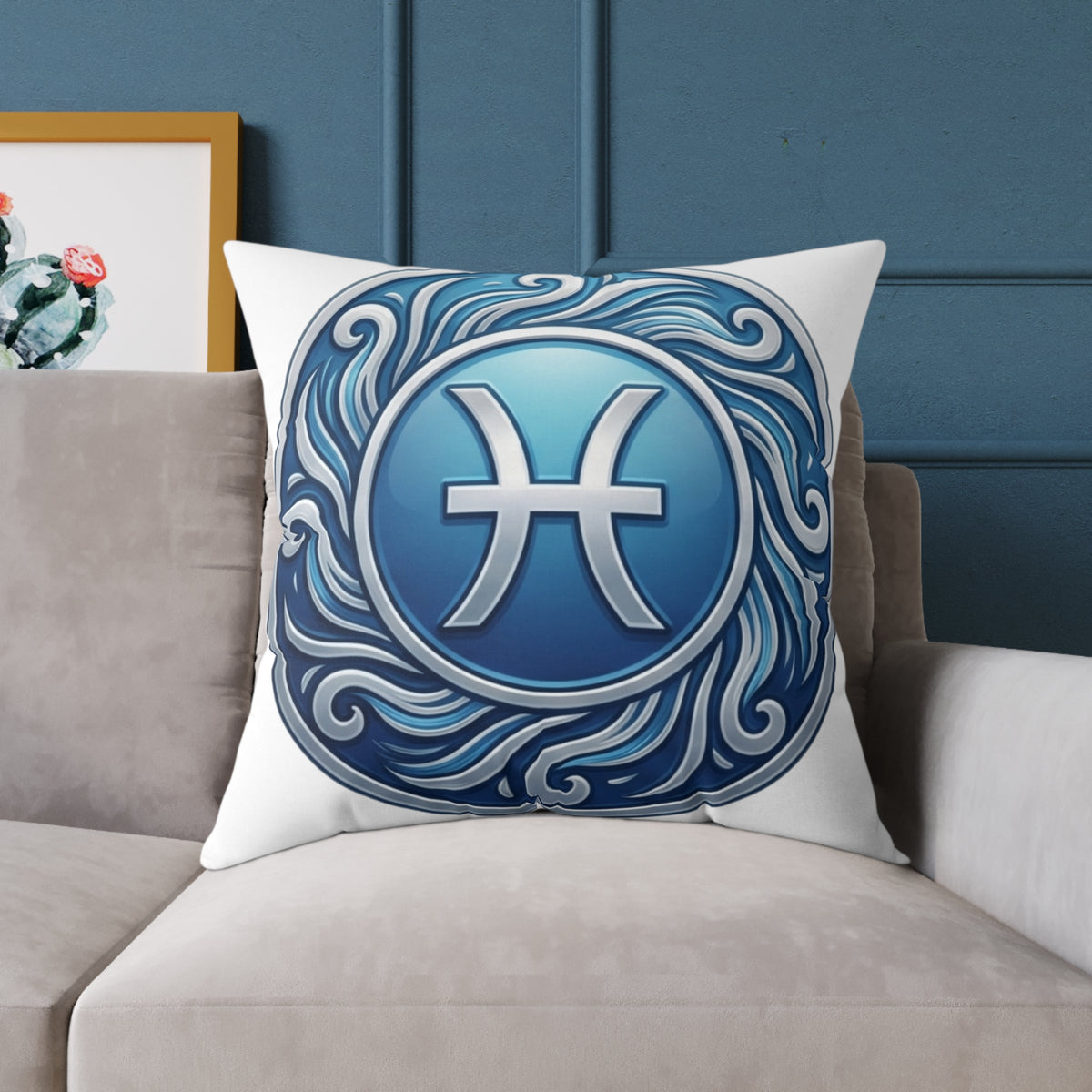 Pisces Zodiac Astrological Square Poly Canvas Pillow