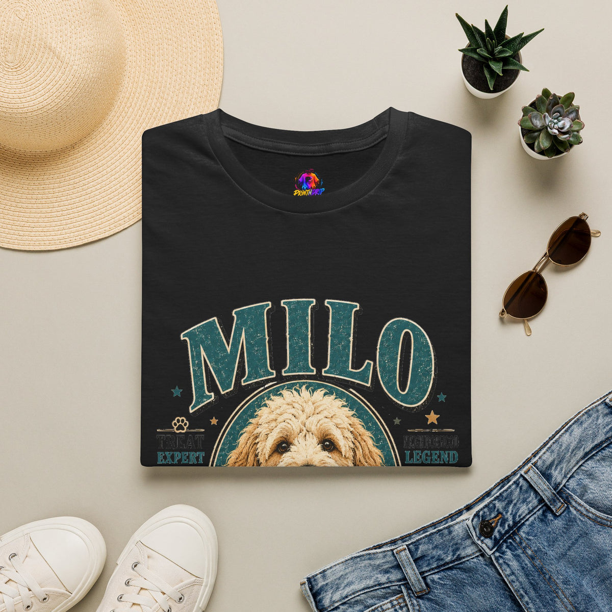 Dog Lover T-Shirt — "MILO" Personalized Pet Portrait Tee