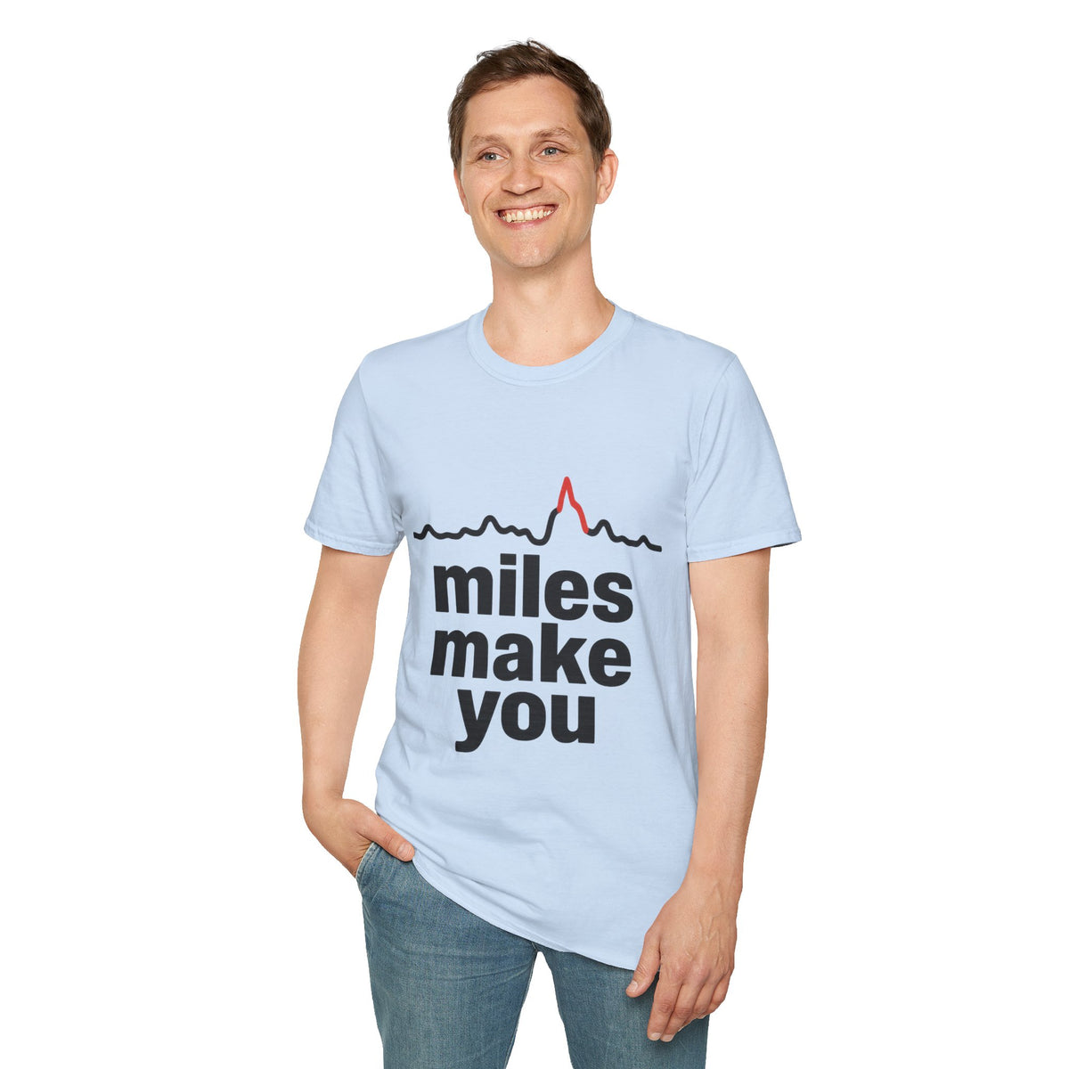 Miles Make You Minimalist Running Tee - Cute Heartbeat Mountain Graphic T-Shirt - Trending Now - September 2026