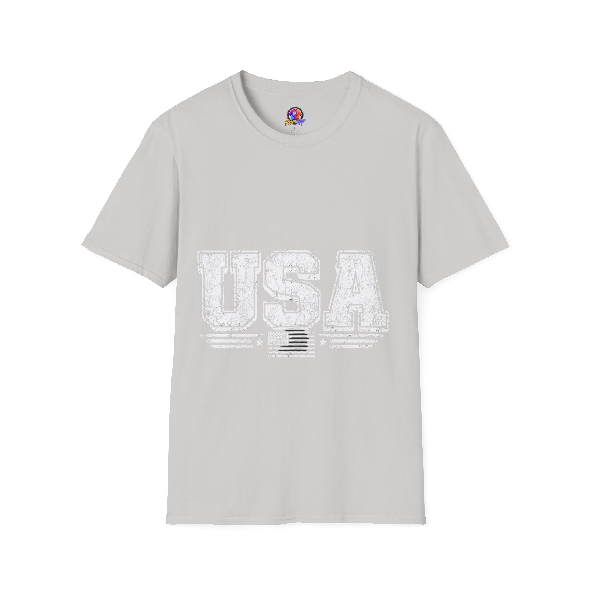 USA Vintage Block T-Shirt — Patriotic Americana Graphic Tee