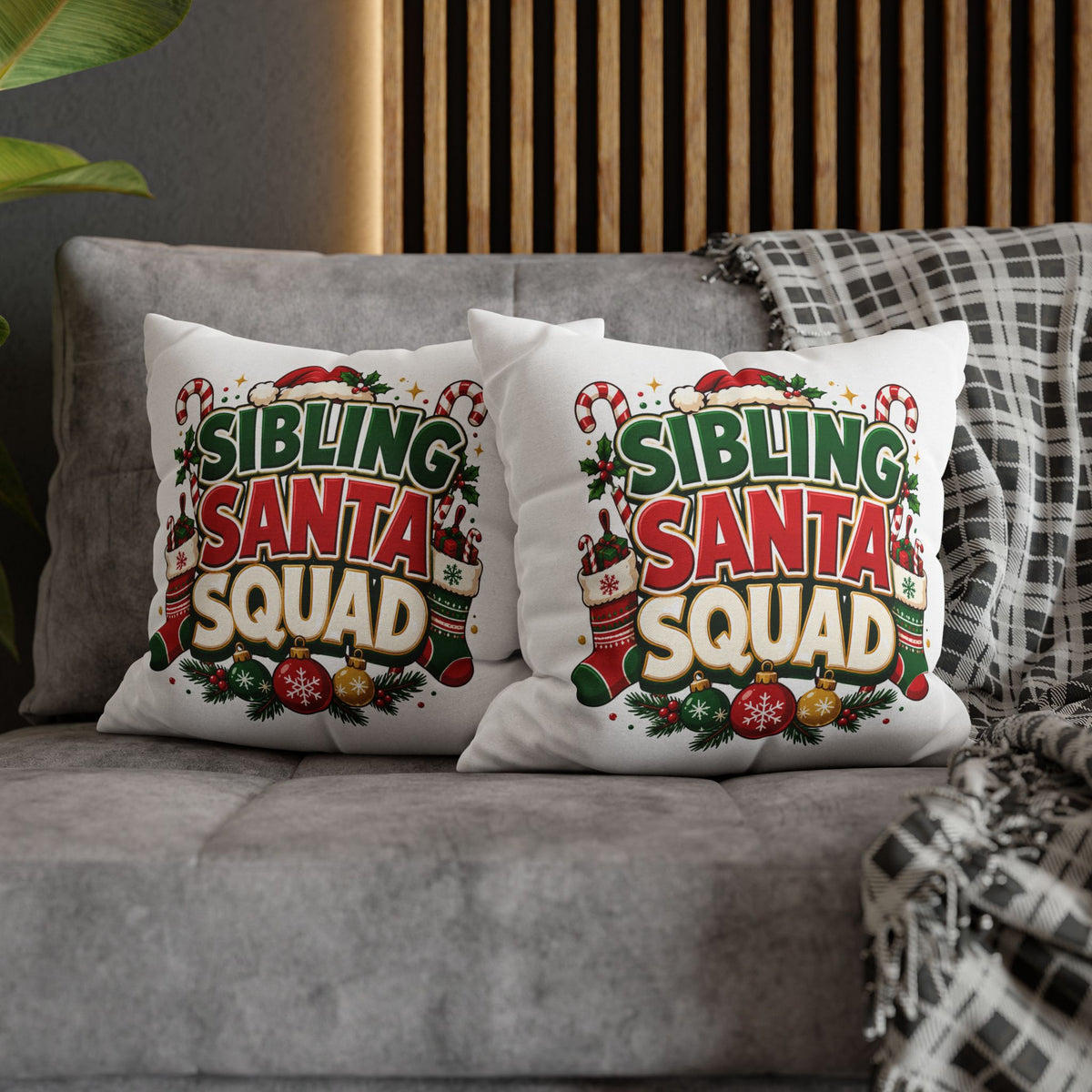 Christmas Sibling Santa Squad Pillowcase