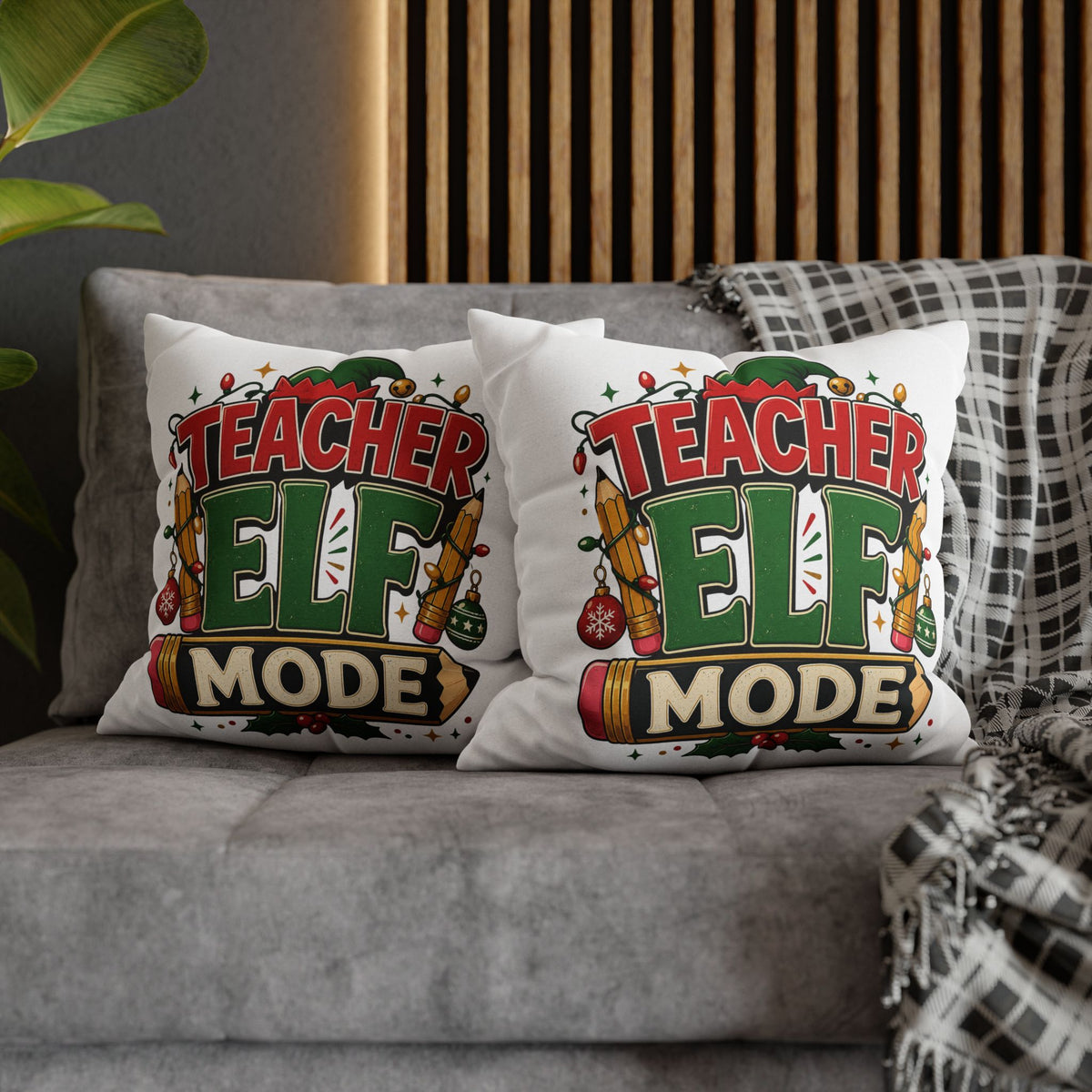 Christmas Teacher Elf Mode Pillowcase — Christmas Holiday Decorative Throw Pillowcase for Teachers