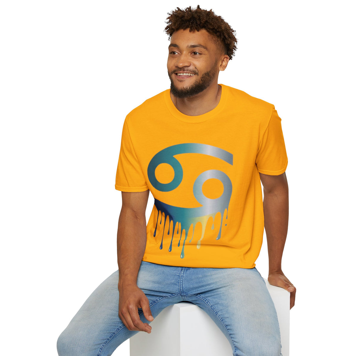 Cancer Zodiac T‑Shirt — Dripping Gradient Astrology Tee (Cancer Symbol)