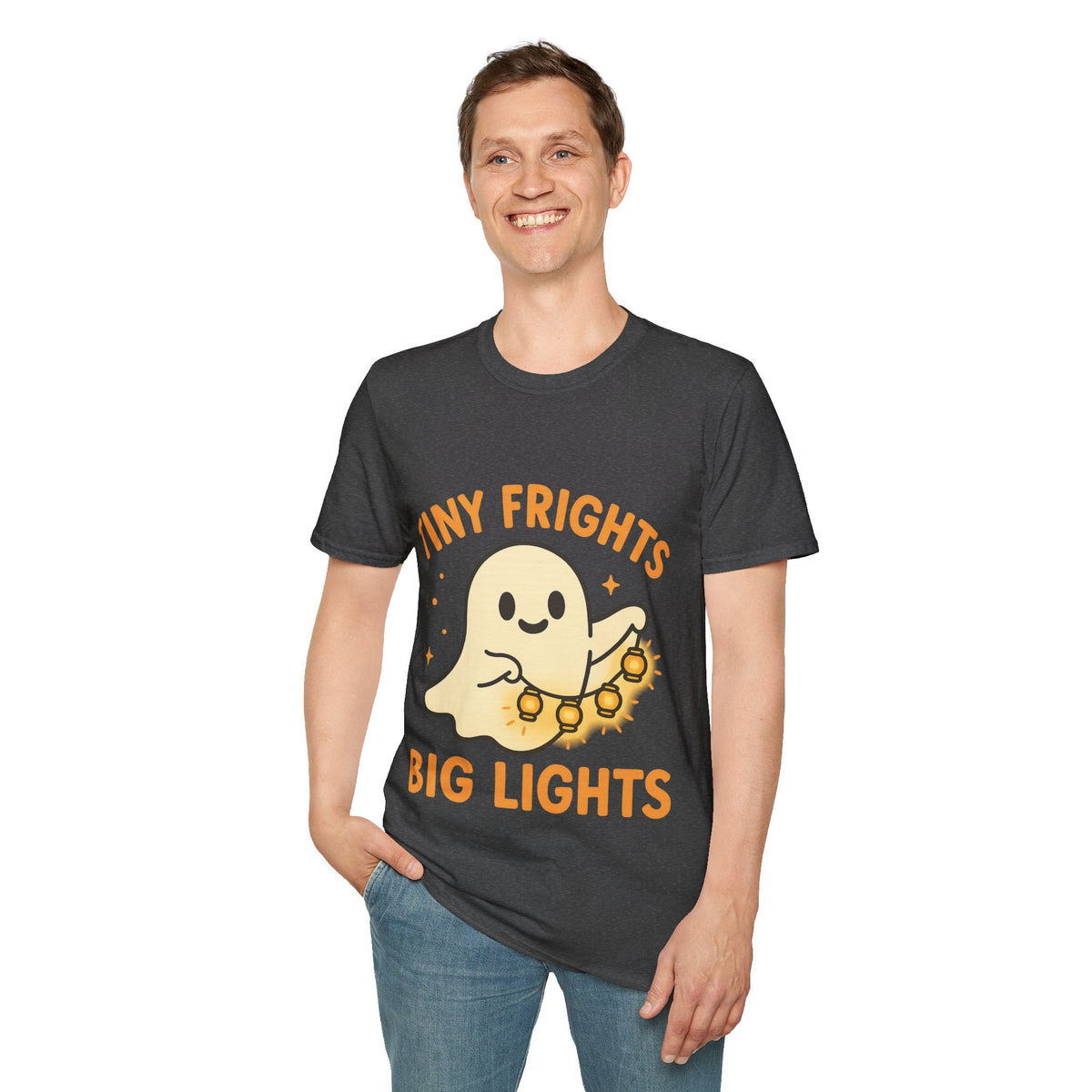 "Tiny Frights Big Lights" Cute Ghost Tee | Spooky Season Halloween T-Shirt - Trending Now - September 2026
