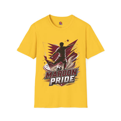 Qatar Maroon Pride Soccer T-Shirt — Silhouette Player Graphic Tee