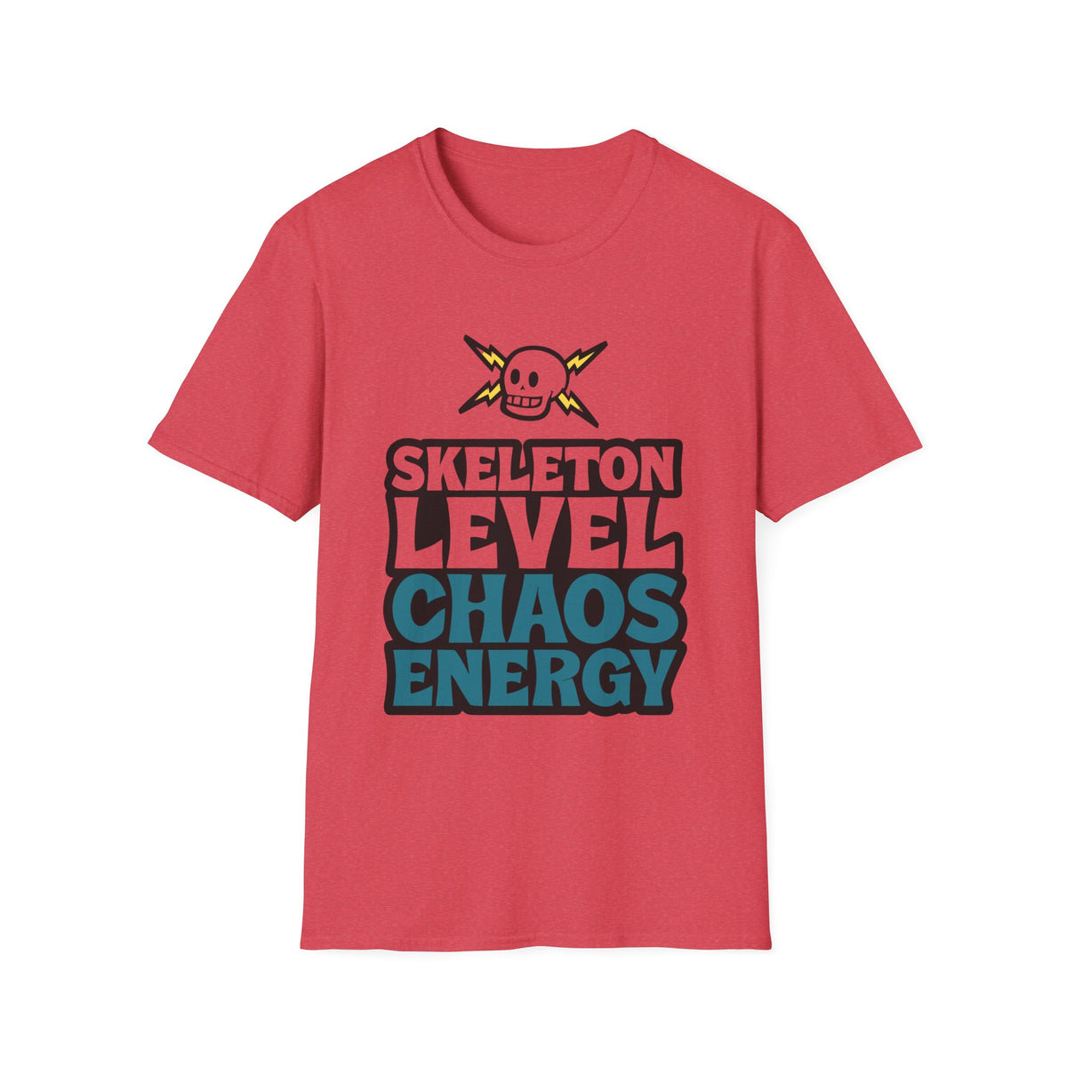 Skeleton Level Chaos Energy Teal Lightning Bolt T-Shirt - Edgy Alt Streetwear Graphic Tee - Trending Now - September 2026