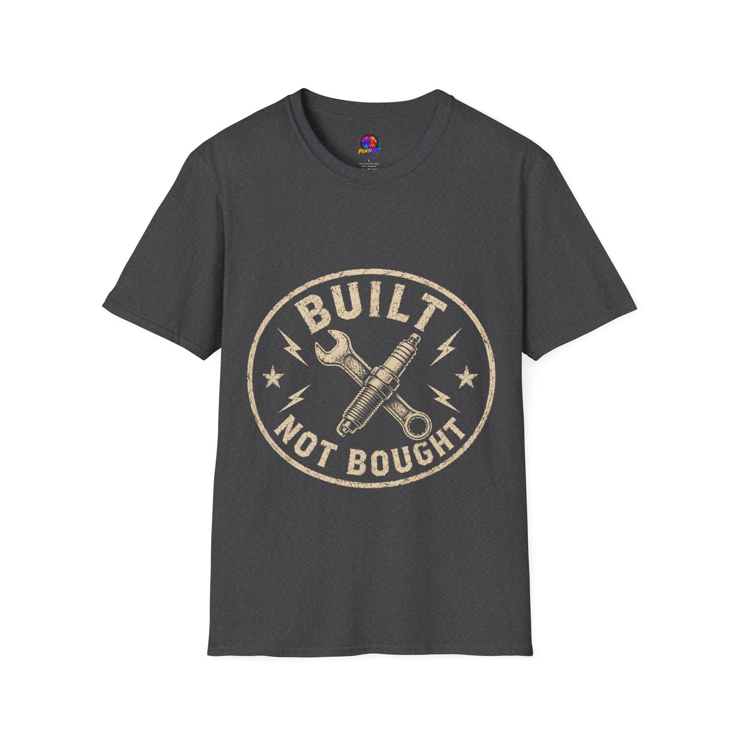 T-Shirt — "Built Not Bought" Vintage Mechanic Graphic