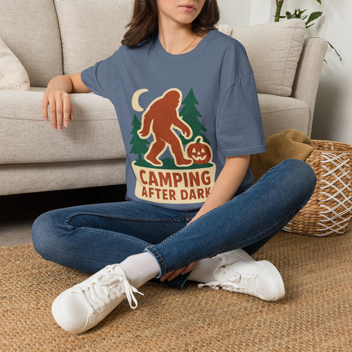 Camping After Dark T‑Shirt — Retro Bigfoot Camp Graphic Tee - Trending Now - August 2026