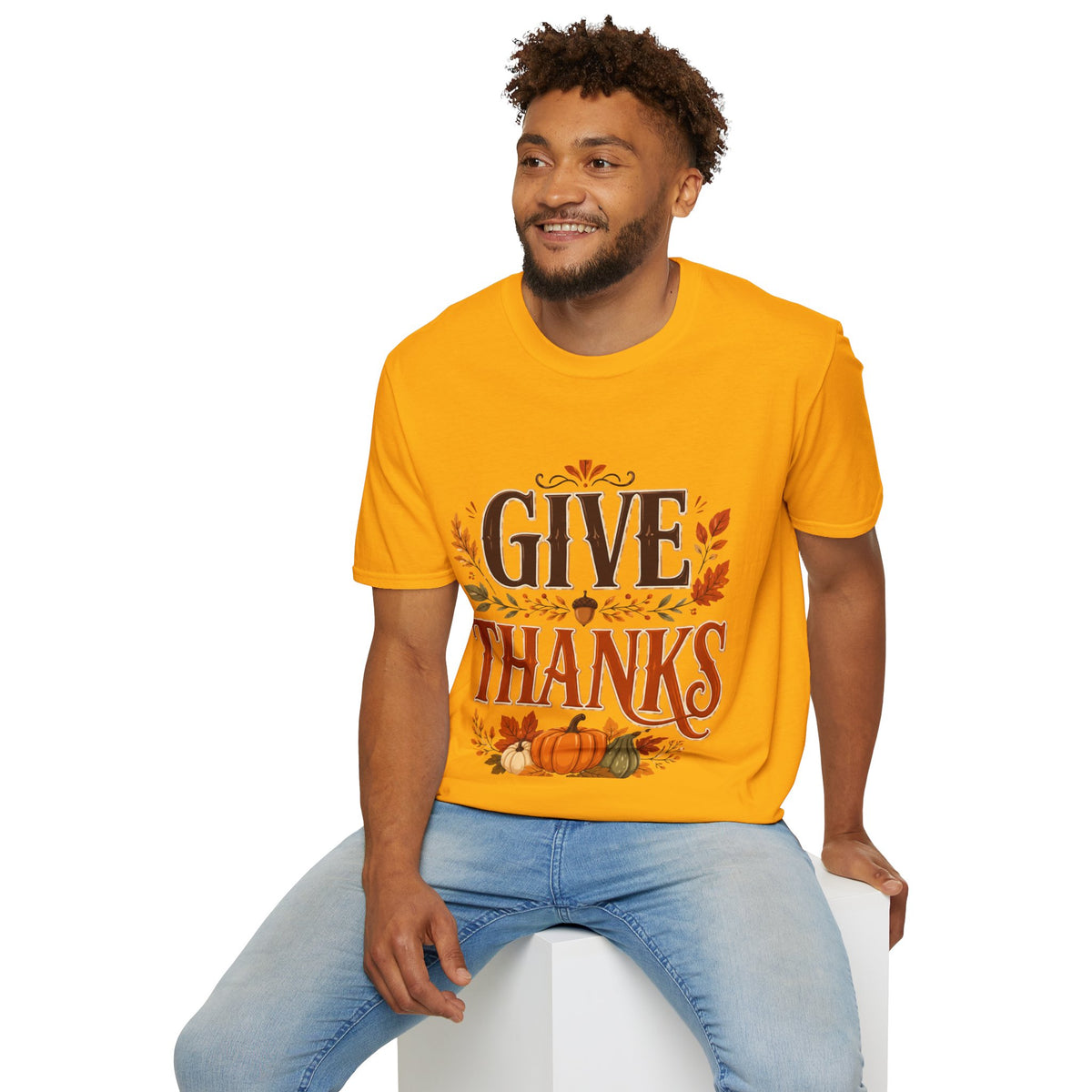 Thanksgiving T-Shirt Give Thanks T-Shirt — Autumn Thanksgiving Graphic Tee