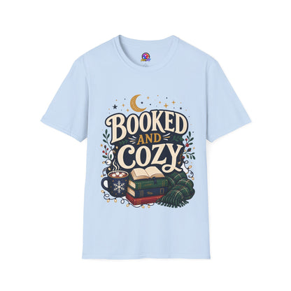 Booked and Cozy T-Shirt — Cozy Reading Graphic Tee (Books, Moon & Stars)