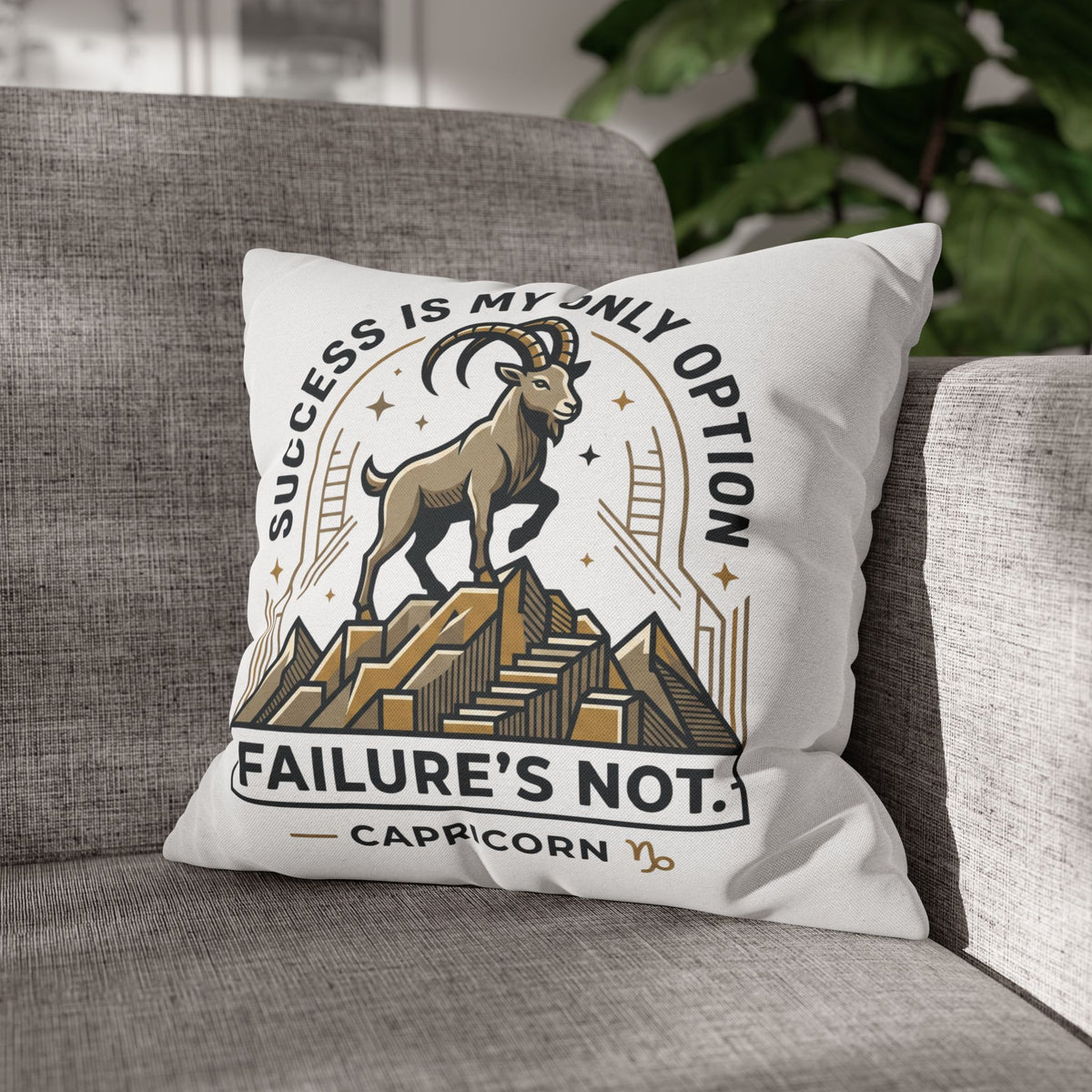 Capricorn Pillowcase – "Success Is My Only Option, Failure's Not" Zodiac Decorative Throw Pillow