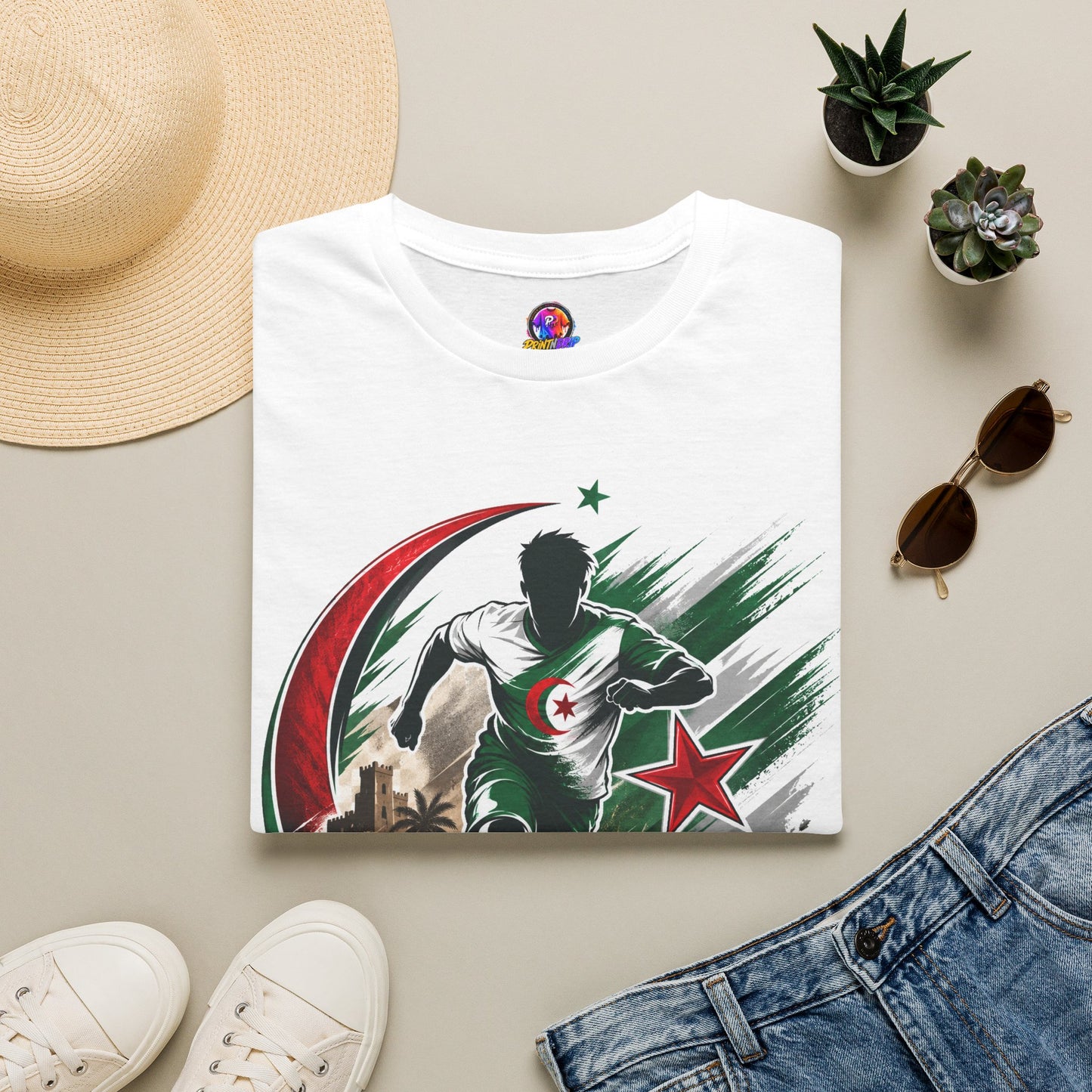 Algeria Football Fan Tee — "Green Desert Fire" Soccer Shirt