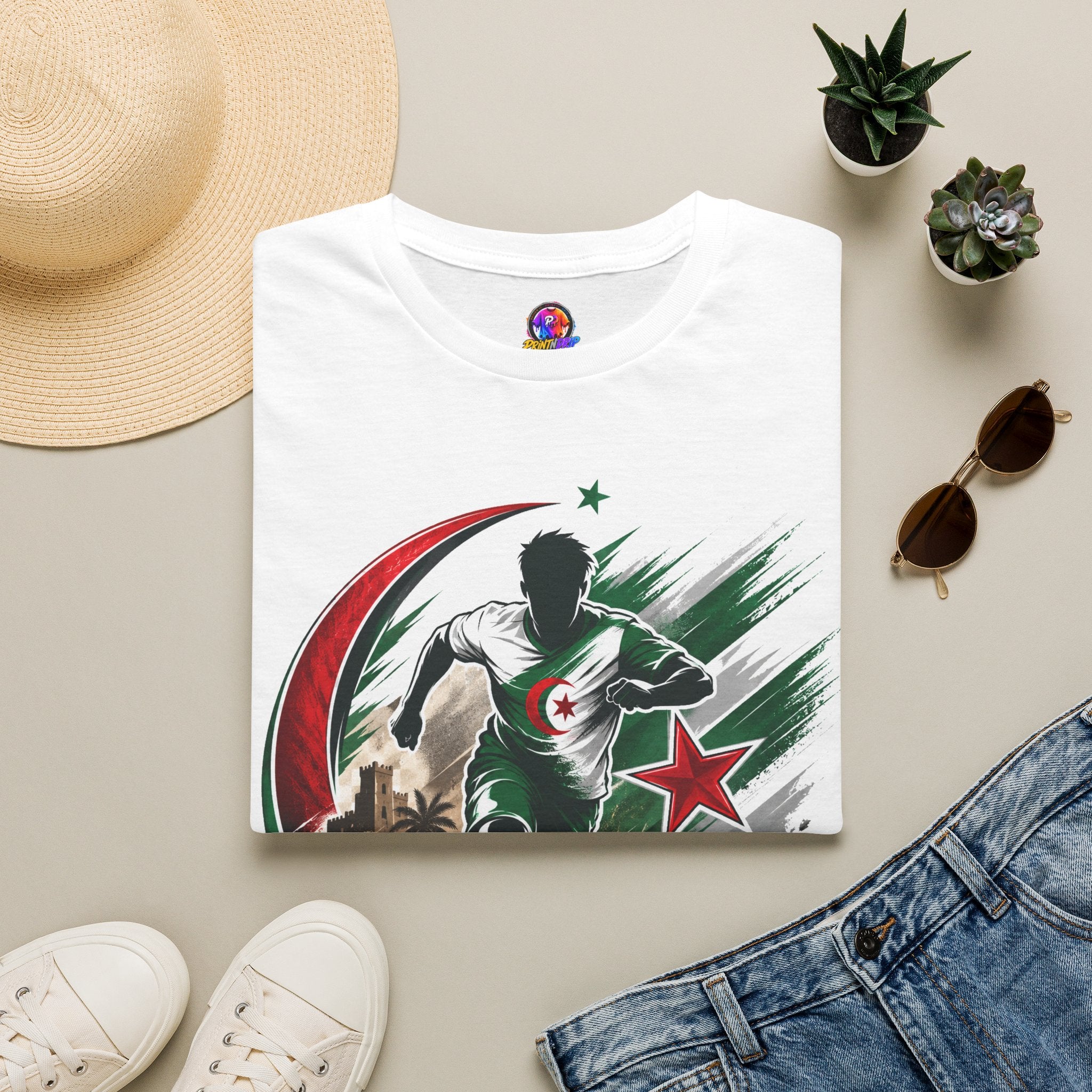 Algeria Football Fan Tee — "Green Desert Fire" Soccer Shirt