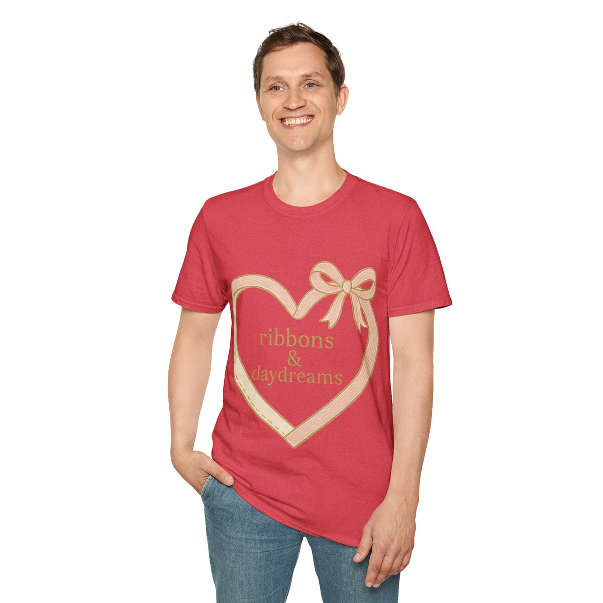 "Chain of Hearts" Gold Charm Ribbon Tee - Cute Coquette Heart Line Aesthetic White T-Shirt - Trending Now - September 2026