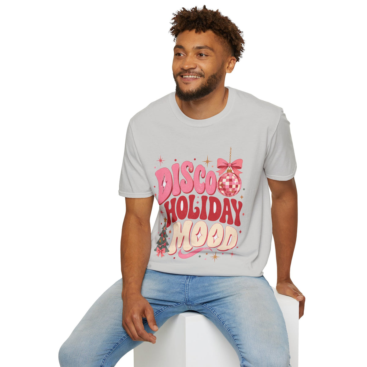 Disco Holiday T-Shirt — Retro Pink Disco Ball Christmas Tee