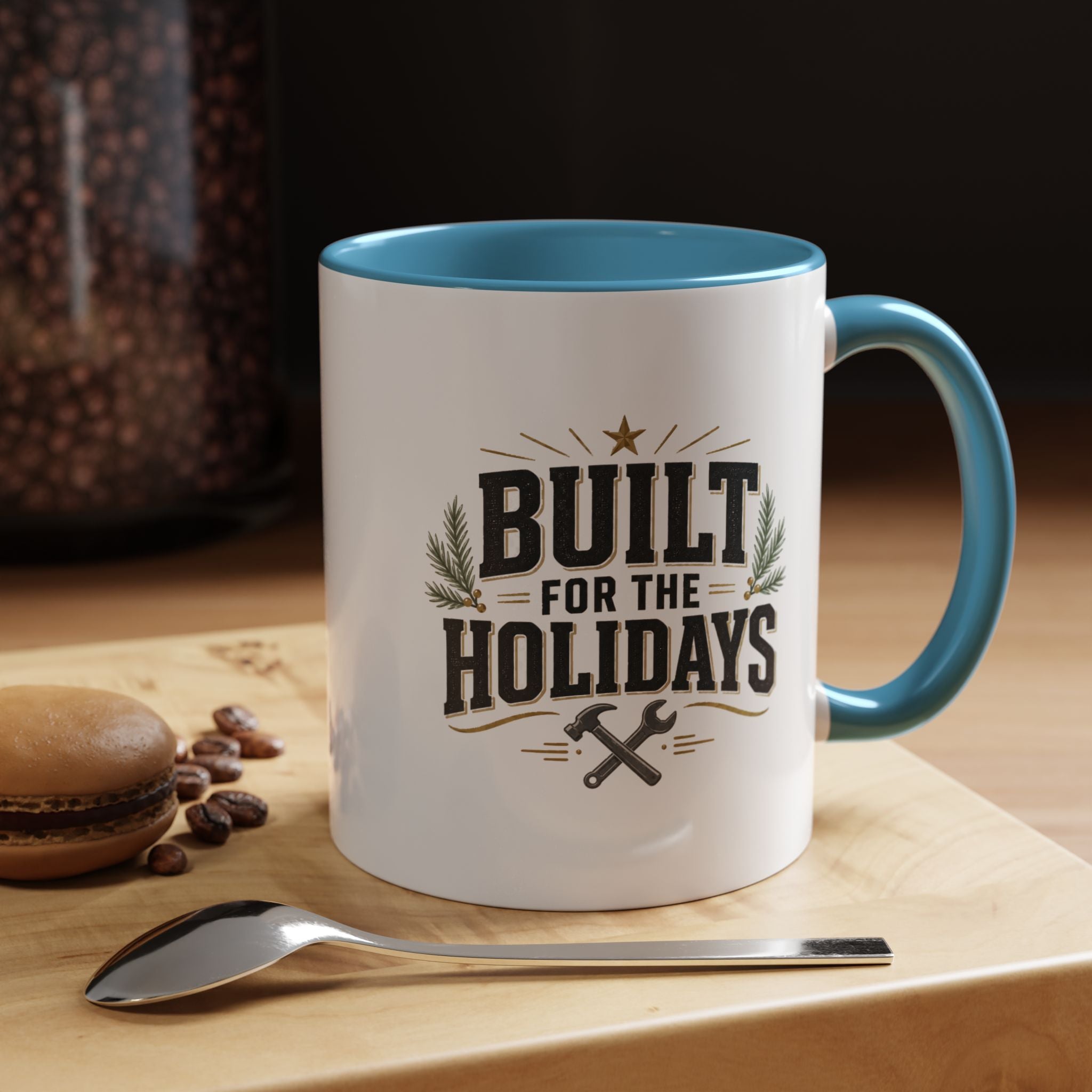 Christmas Built for the Holidays Accent Coffee Mug – Holiday Workshop Coffee Cup