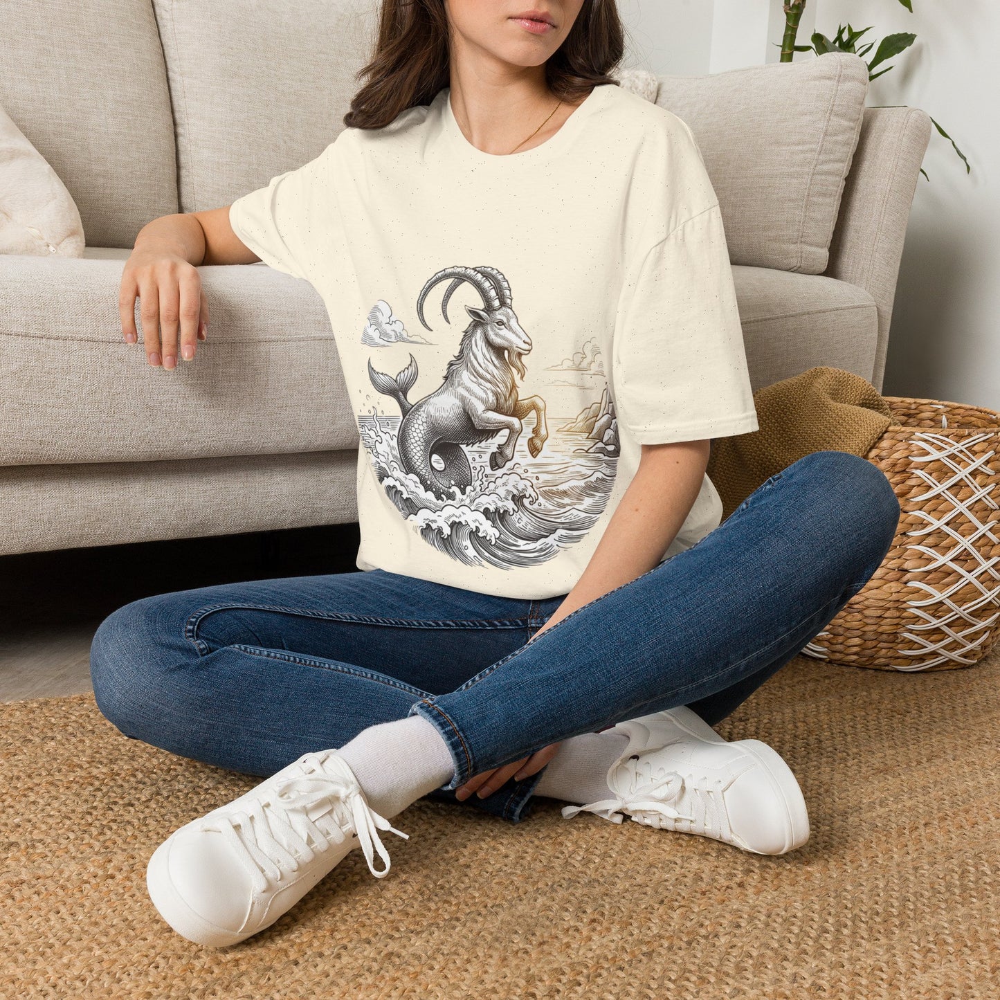 Capricorn Goat-Mermaid T-Shirt — Mythical Sea Goat Zodiac Tee