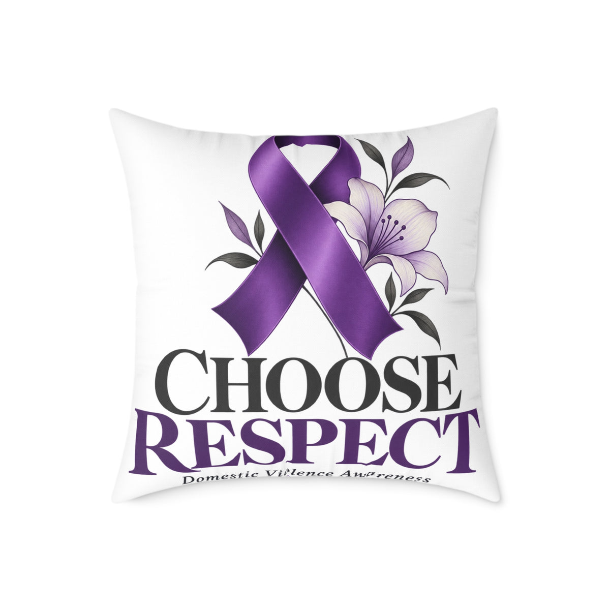Choose Respect Purple Ribbon Throw Pillow - Domestic Violence Awareness Decor
