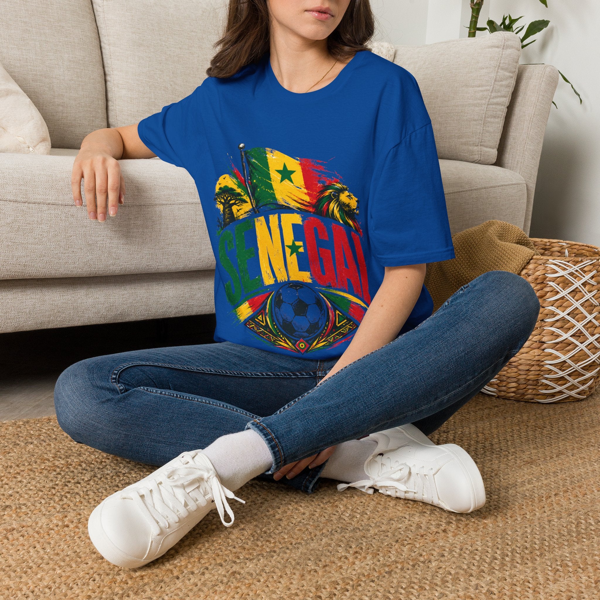 Senegal Flag Soccer T-Shirt — Lion & Football Pride Tee