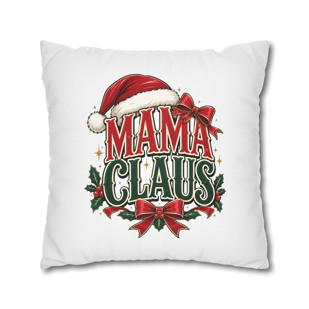 Christmas Mama Claus Holiday Throw Pillowcase — Christmas Decorative Square Pillow Cover