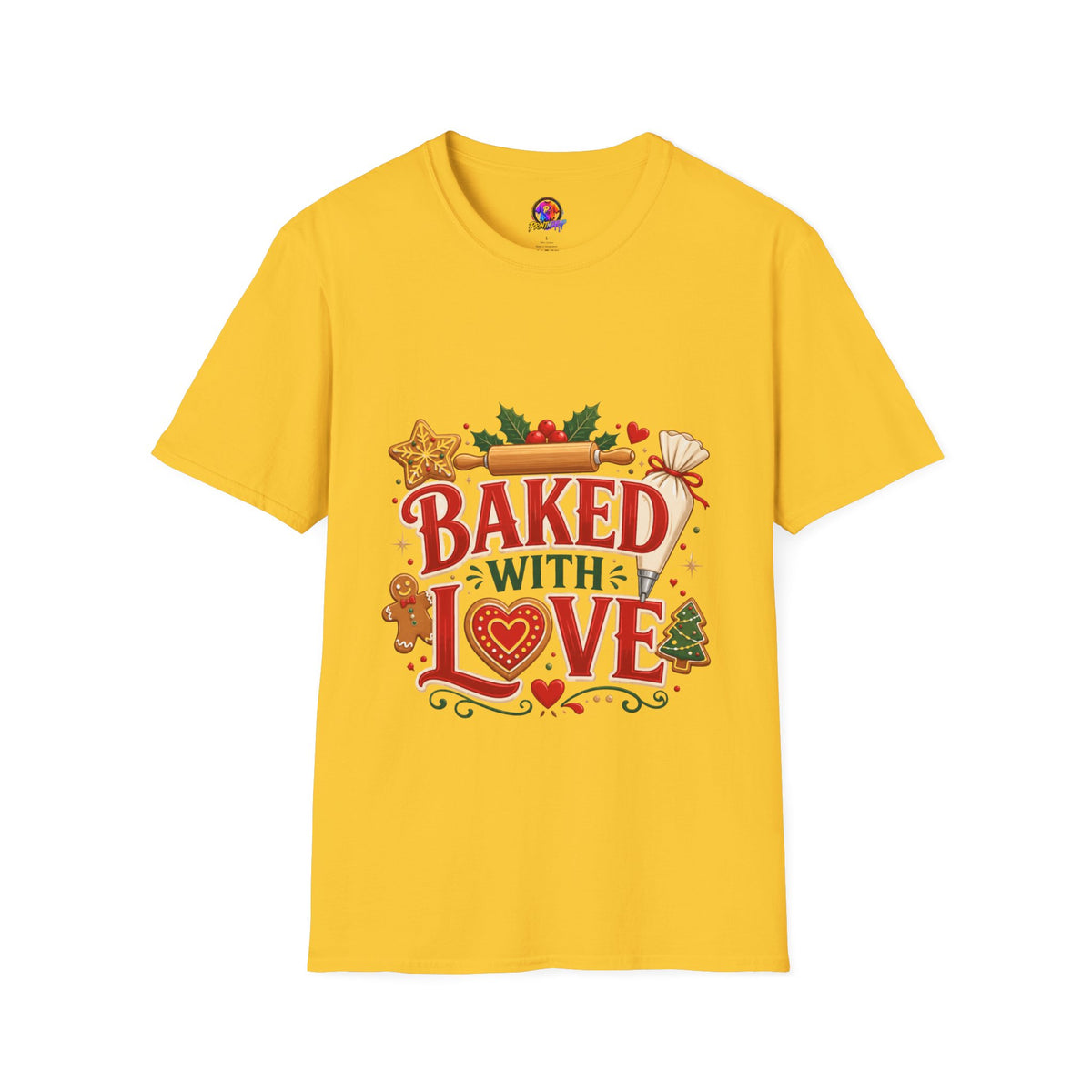 Baked With Love T-Shirt — Holiday Baking Christmas Cookie Chef Tee