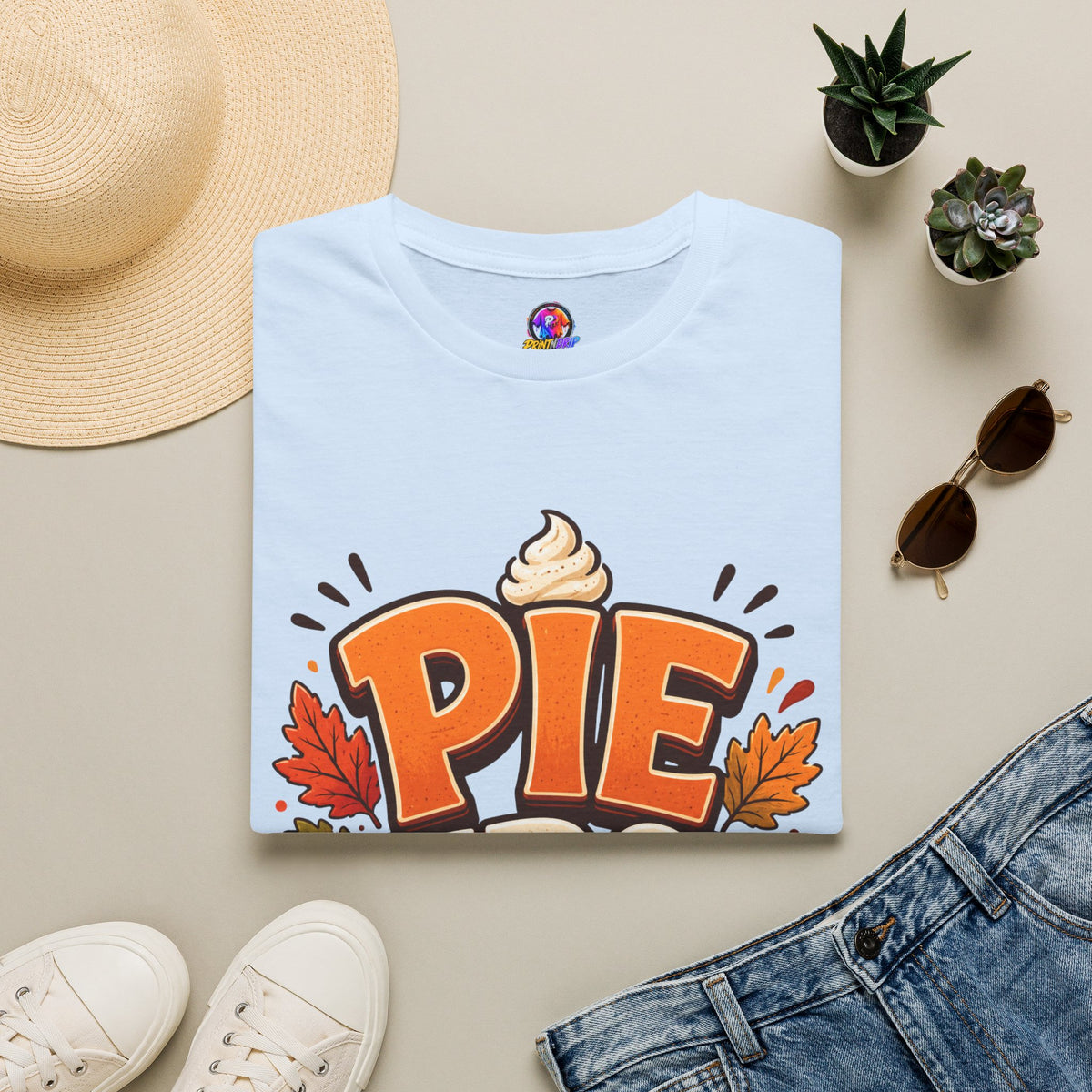 Thanksgiving T-Shirt Pie First T-Shirt — Funny Thanksgiving Pumpkin Pie Graphic Tee