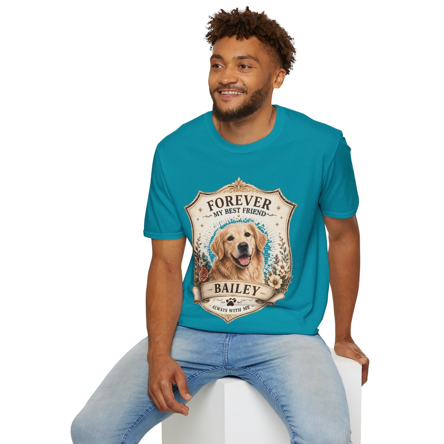Dog Memorial T-Shirt — "Forever My Best Friend" Personalized Golden Retriever Tribute