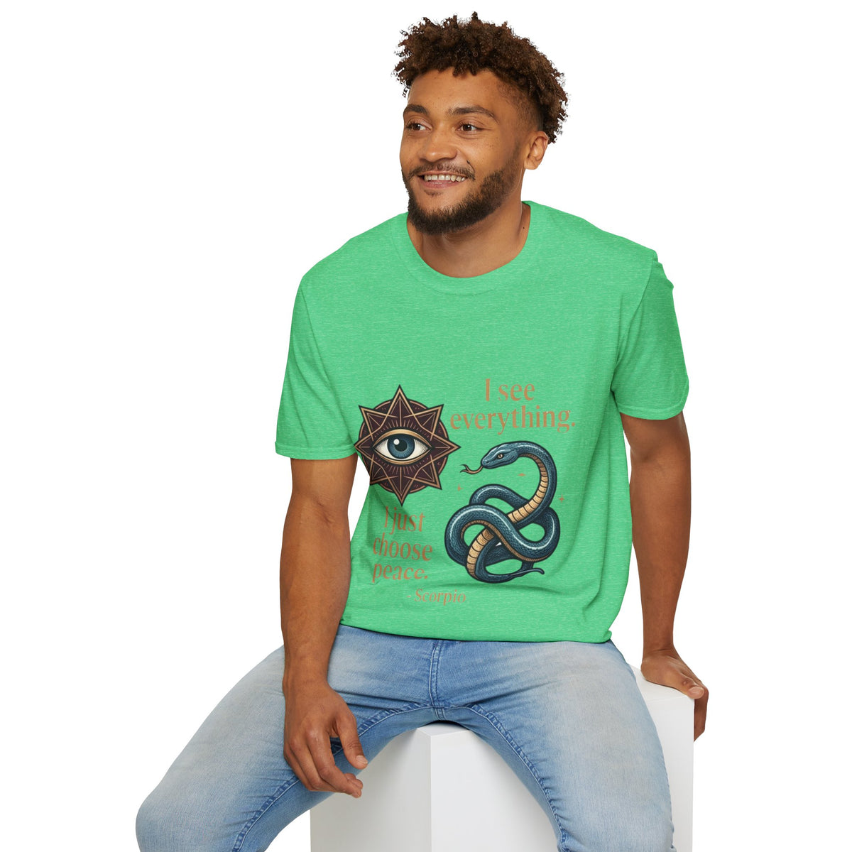Scorpio “I See Everything” Zodiac T‑Shirt — Astrological Snake & All‑Seeing Eye Design
