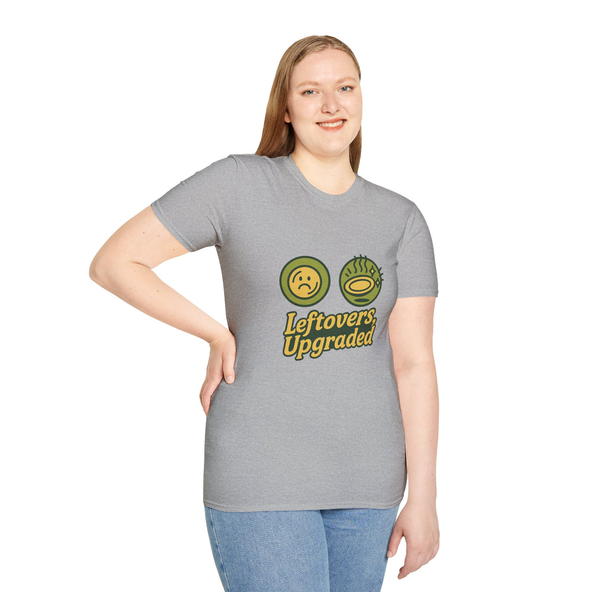 Leftovers Upgraded T-Shirt — Funny Foodie Tee with Soup & Smiley Icons - Trending Now - September 2026