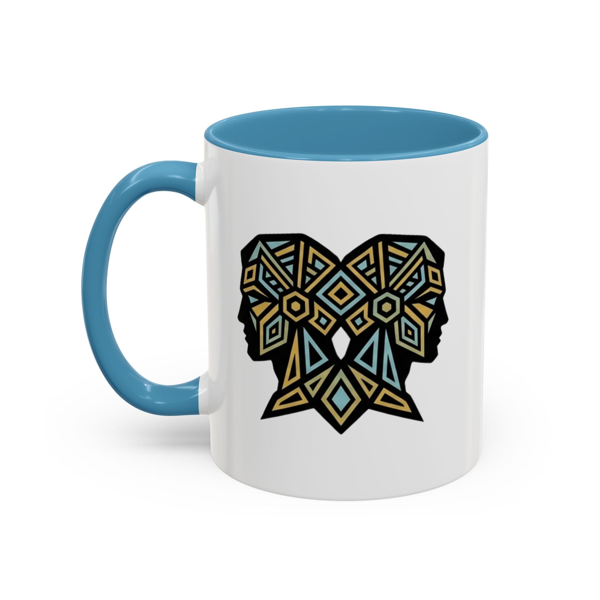 Geometric Elephant Accent Coffee Mug — Tribal Mosaic Design