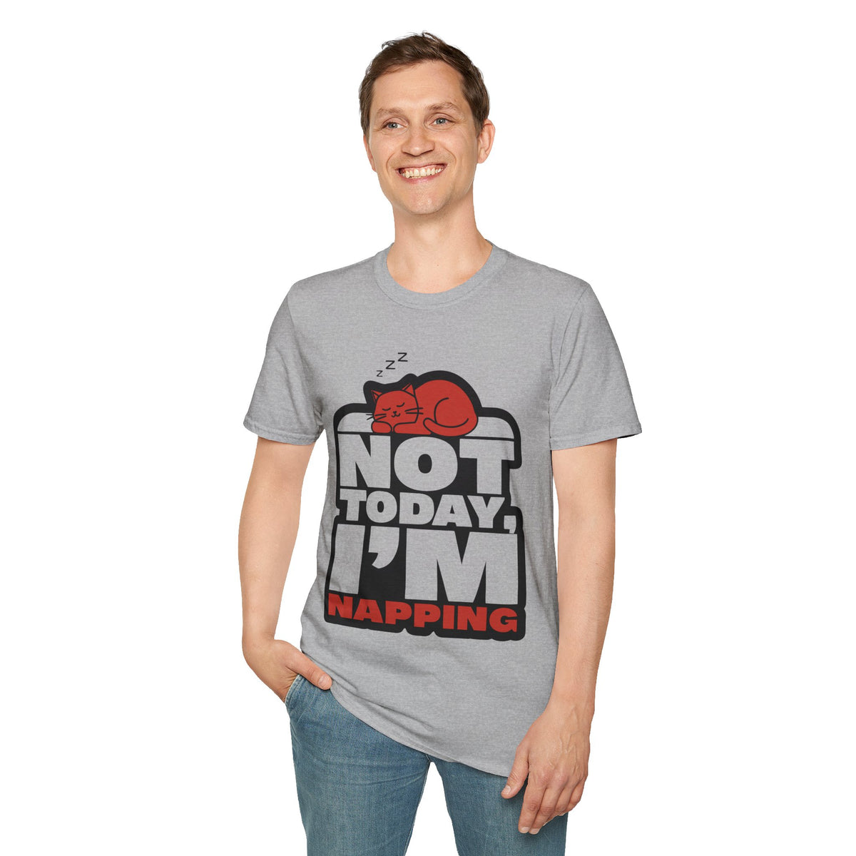 Not Today I'm Napping Orange Cat Tee - Funny Lazy Kitten Bubble Graphic T-Shirt - Trending Now - September 2026