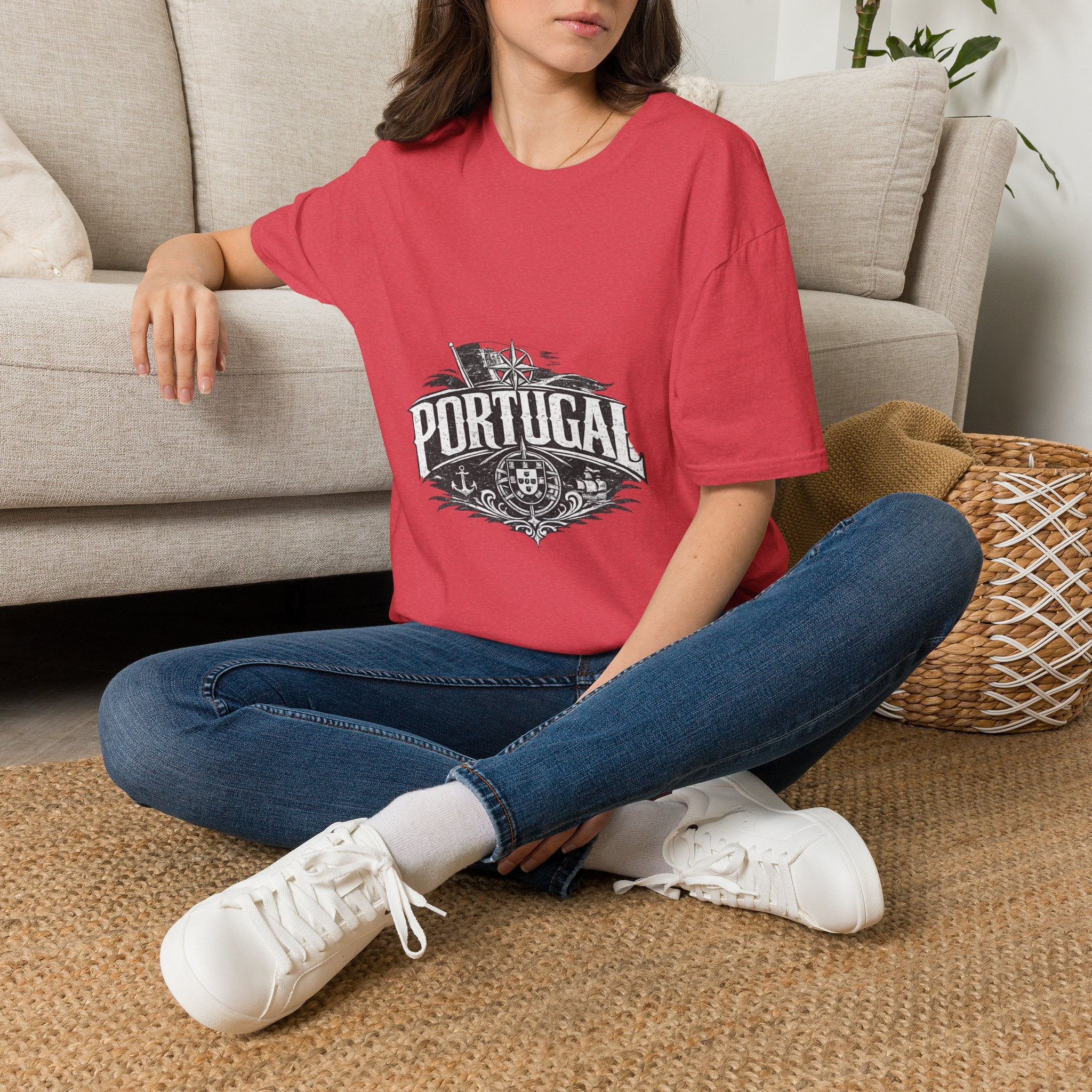 Portugal Vintage Compass T-Shirt — Nautical Travel Souvenir