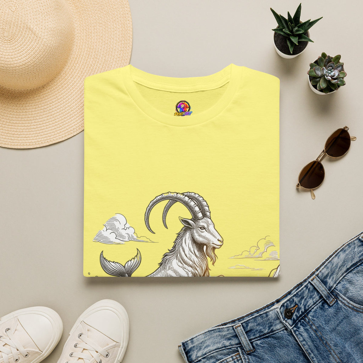 Capricorn Goat-Mermaid T-Shirt — Mythical Sea Goat Zodiac Tee