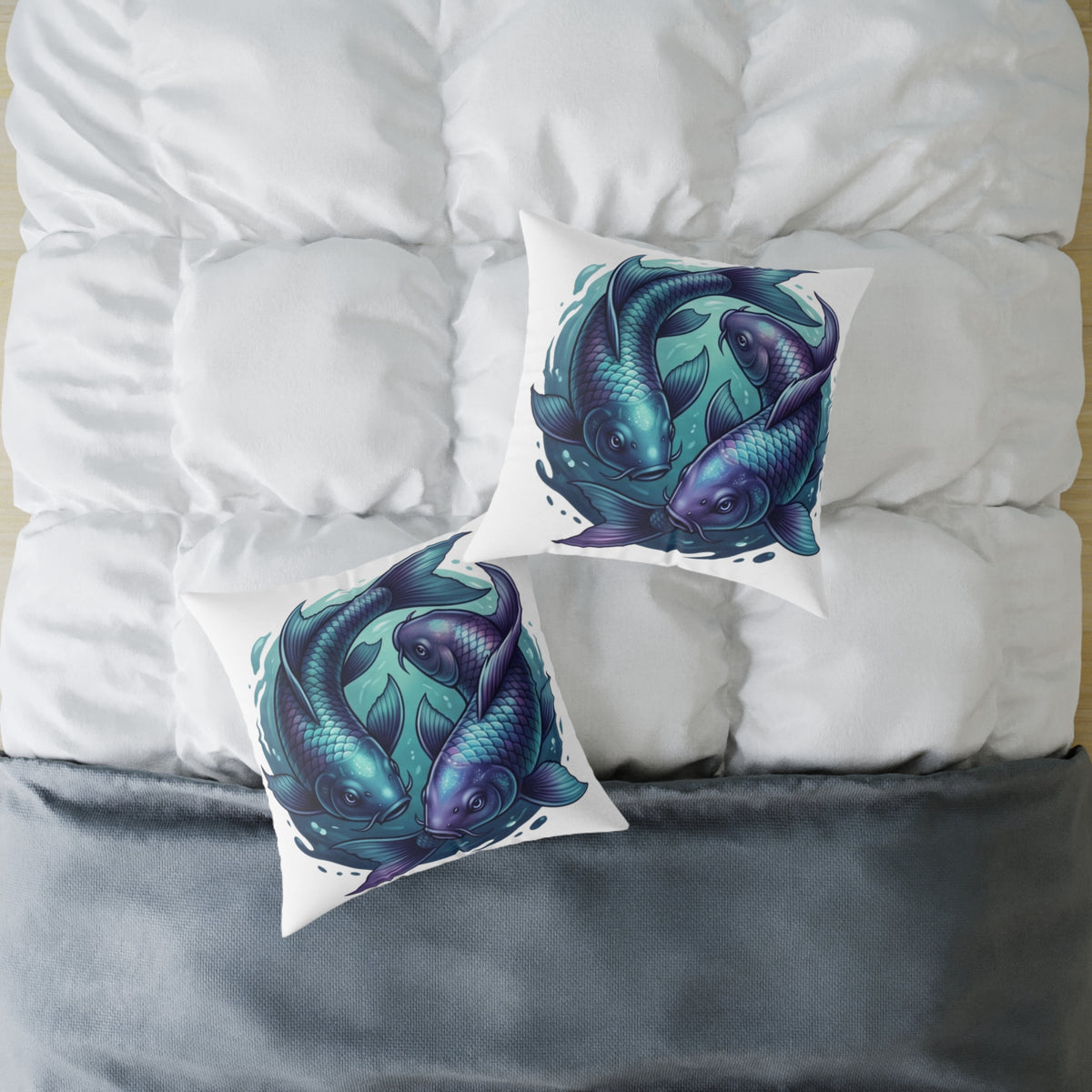 Pisces Zodiac Navy Blue Square Poly Canvas Pillow