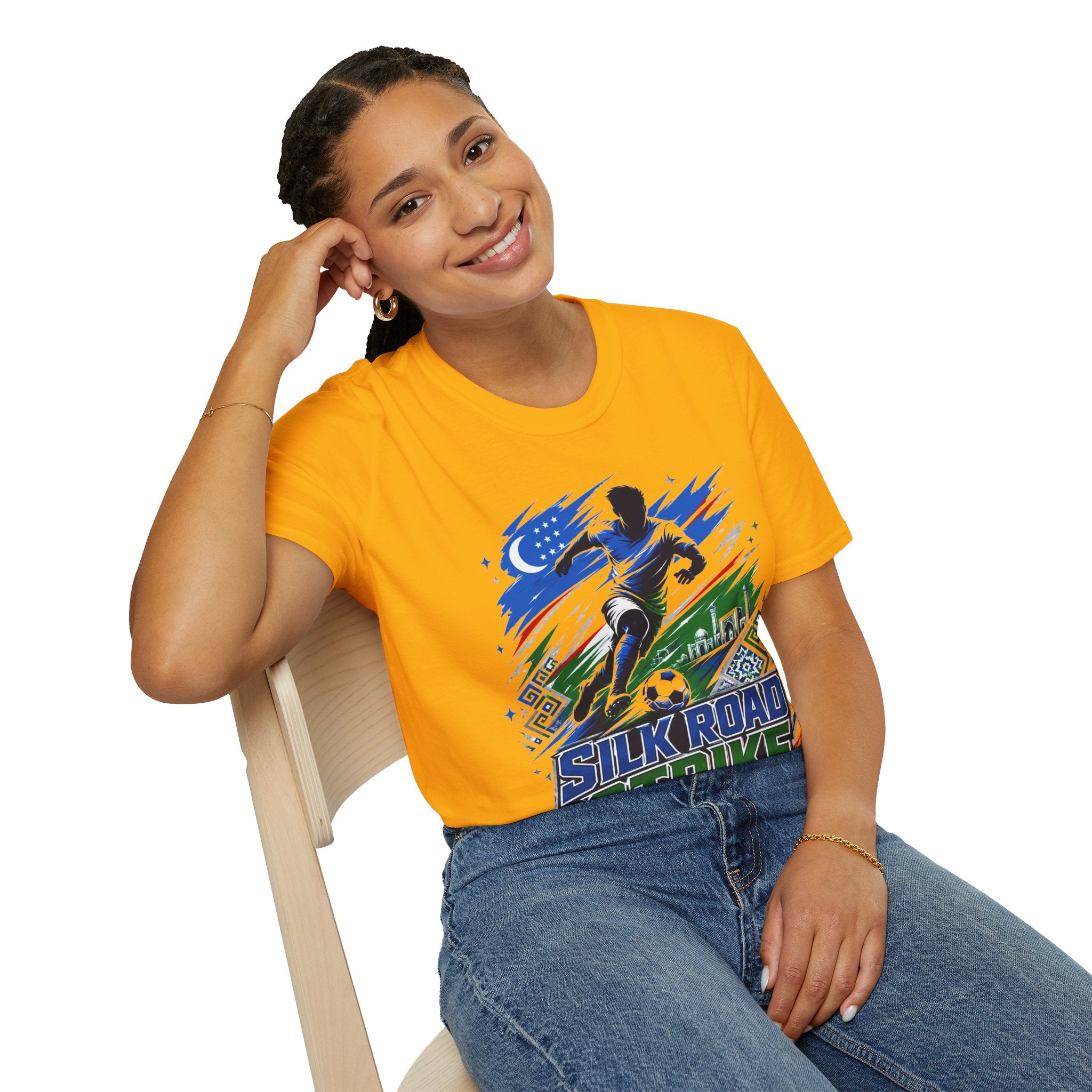 Silk Road Strike Soccer T-Shirt — Uzbekistan Football Graphic Tee
