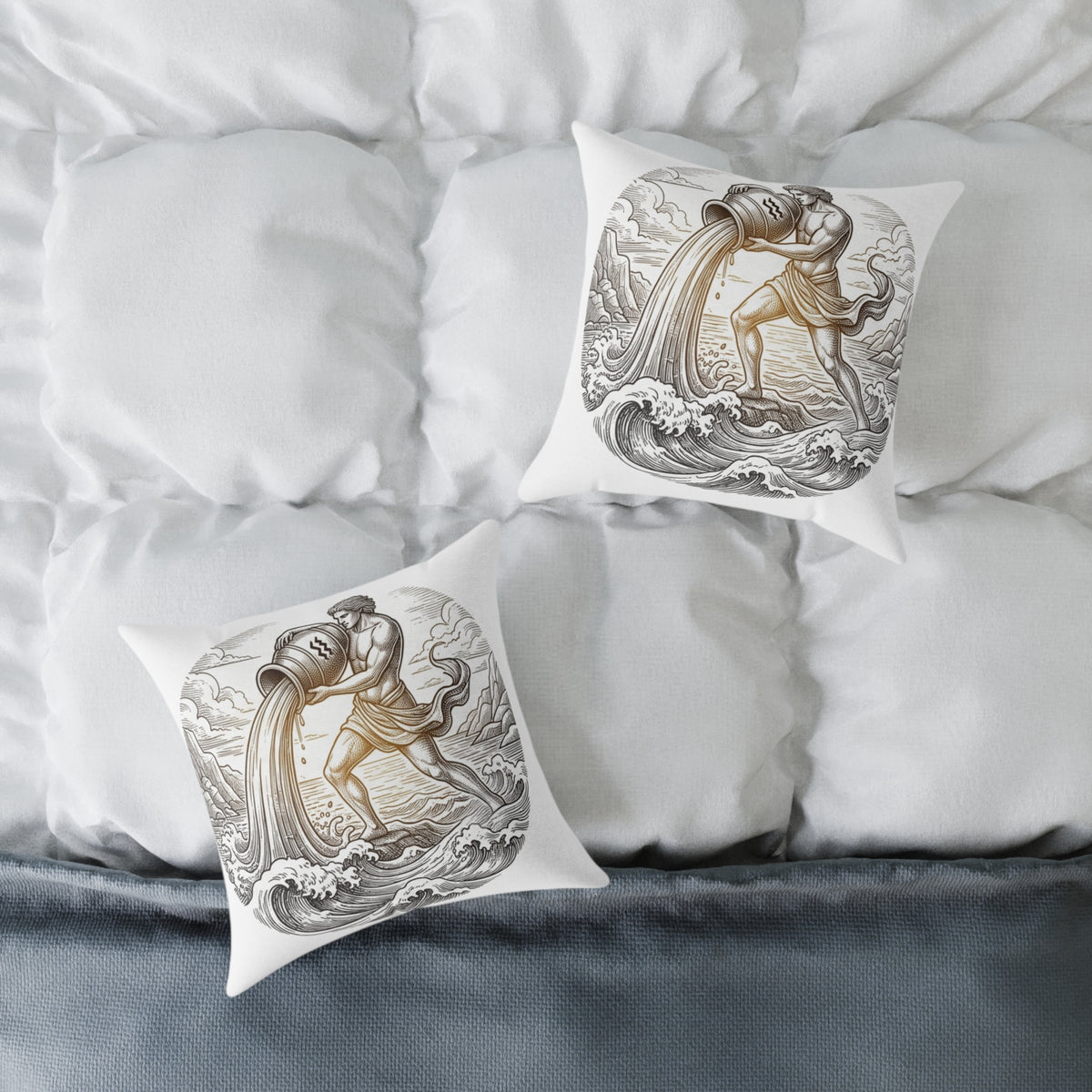 Aquarius Zodiac Pillow — Water-Bearer Astrology Throw Pillow