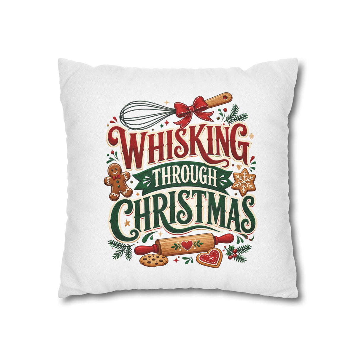 Christmas Whisking Through Christmas Spun Polyester Square Pillowcase