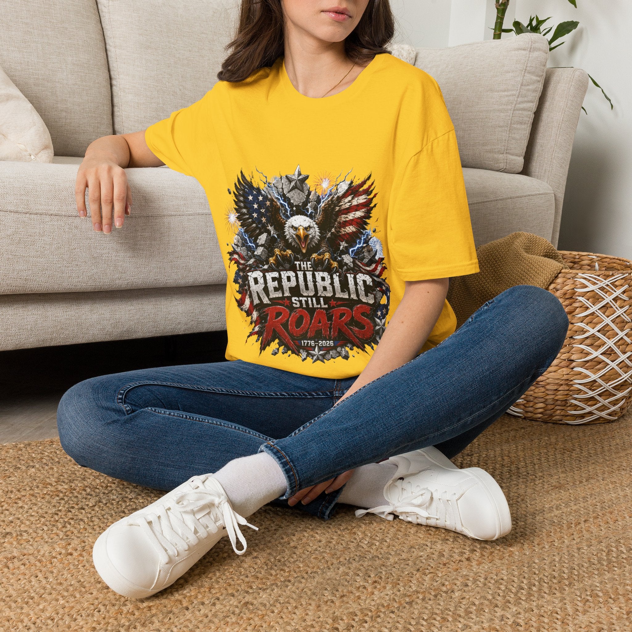 Patriotic Eagle T-Shirt — "The Republic Still Roars" | American Flag Graphic